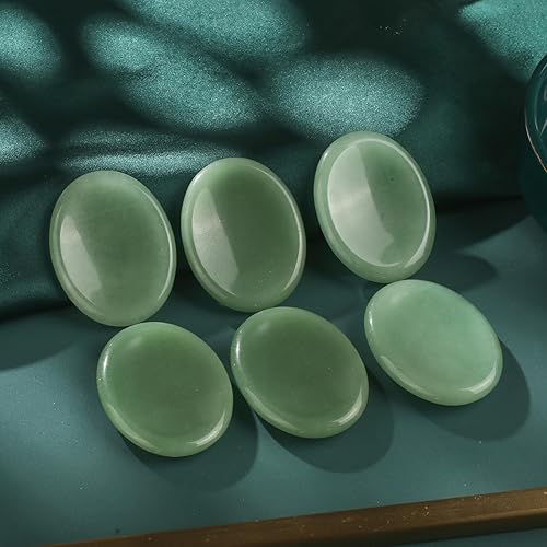 Miniatura 4 de Piedra de calcedonia azul para la ansiedad para el pulgar, cristales curativos ovalados tallados a mano, piedras naturales fáciles de llevar,