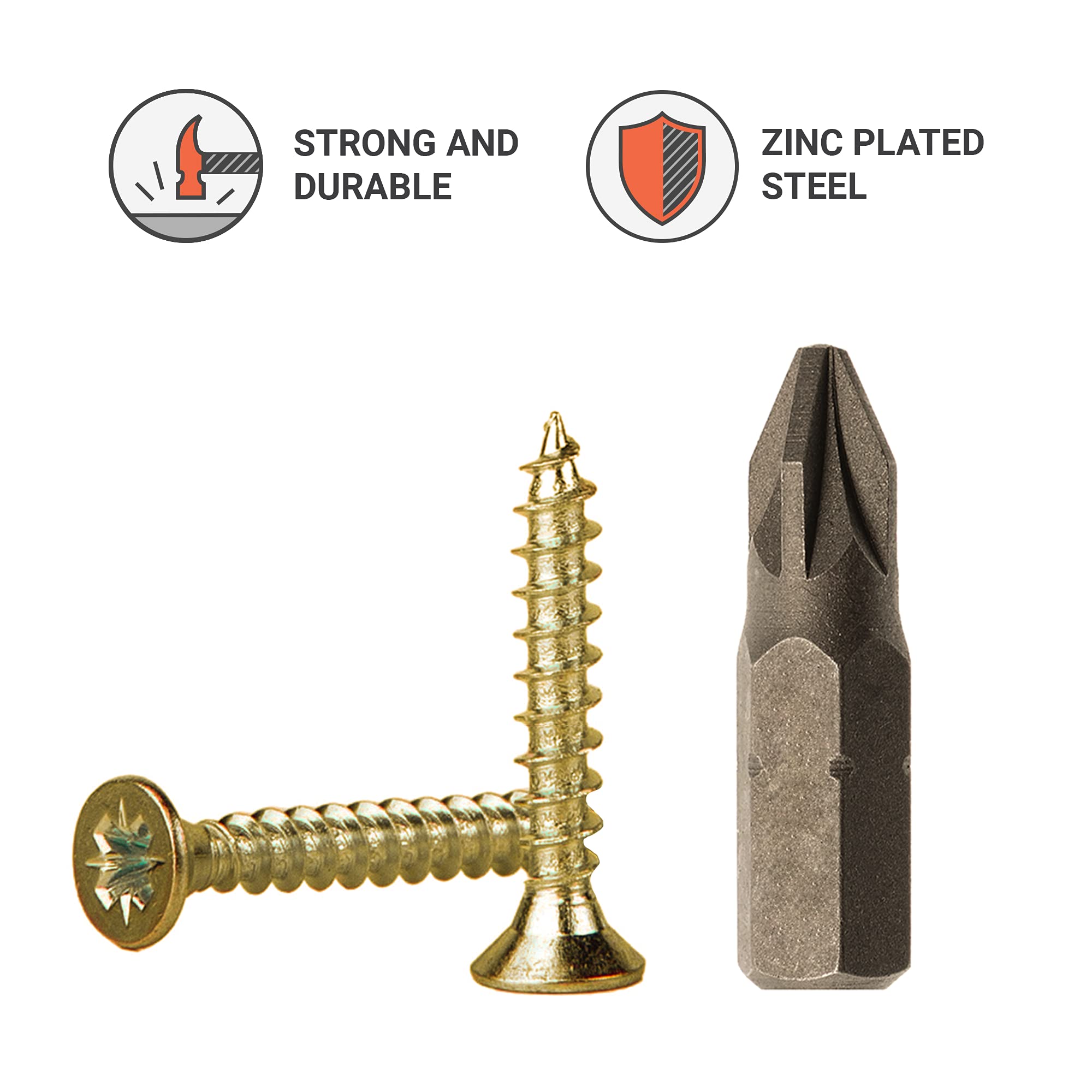 Image secondaire de Lot de 100 vis à bois zinguées jaunes 3,0 x 20 mm - Pozi-Drive universelles