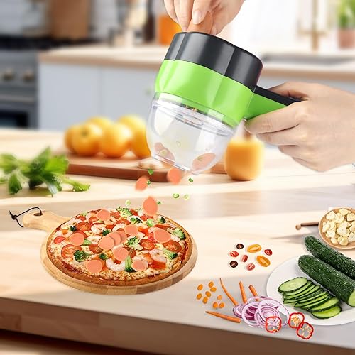 Miniatura 6 de Cortador eléctrico de verduras 4 en 1, portátil, recargable, inalámbrico, procesador de alimentos y máquina picadora, batidora, rebanada de