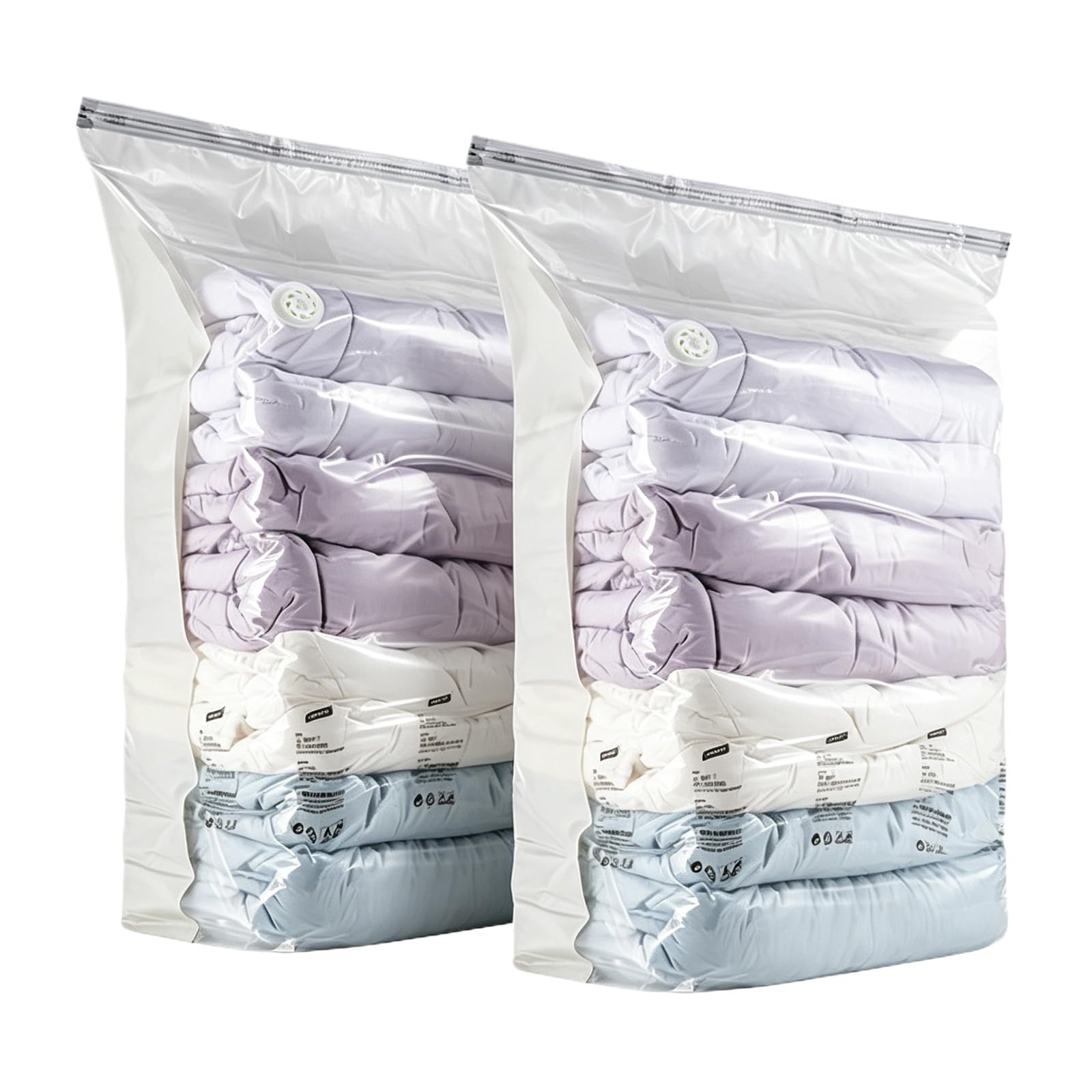 No-Pump Vacuum Storage Bags Reusable Air Tight Compression Storage Bags Without Pump for Clothes Comforters Blankets Bedding