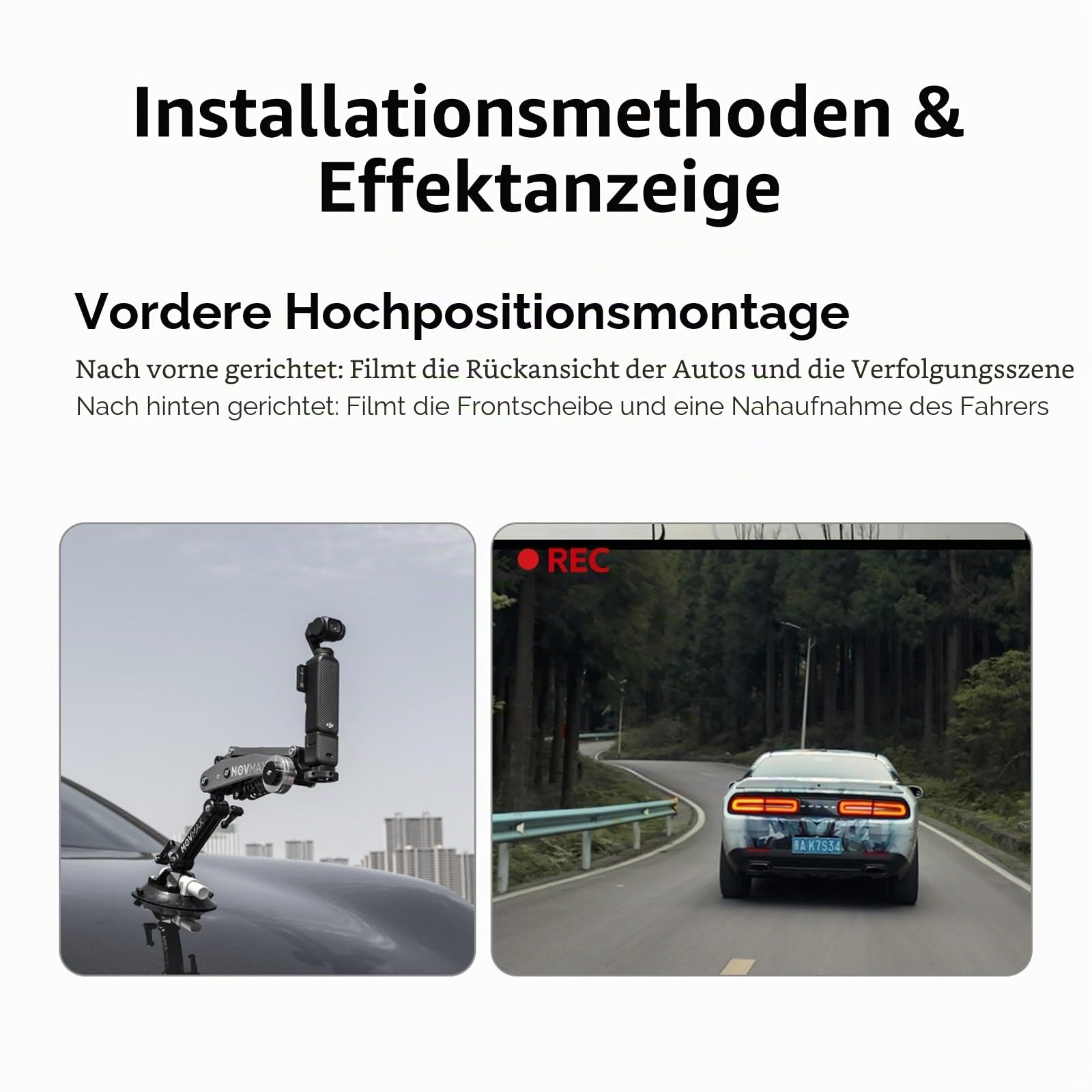 Movmax Klingenarm für DJI Pocket 3, Insta 360 und GoPro Hero 12 Kameras mit N2-Arm-Technologie und Universalfeststellschraube