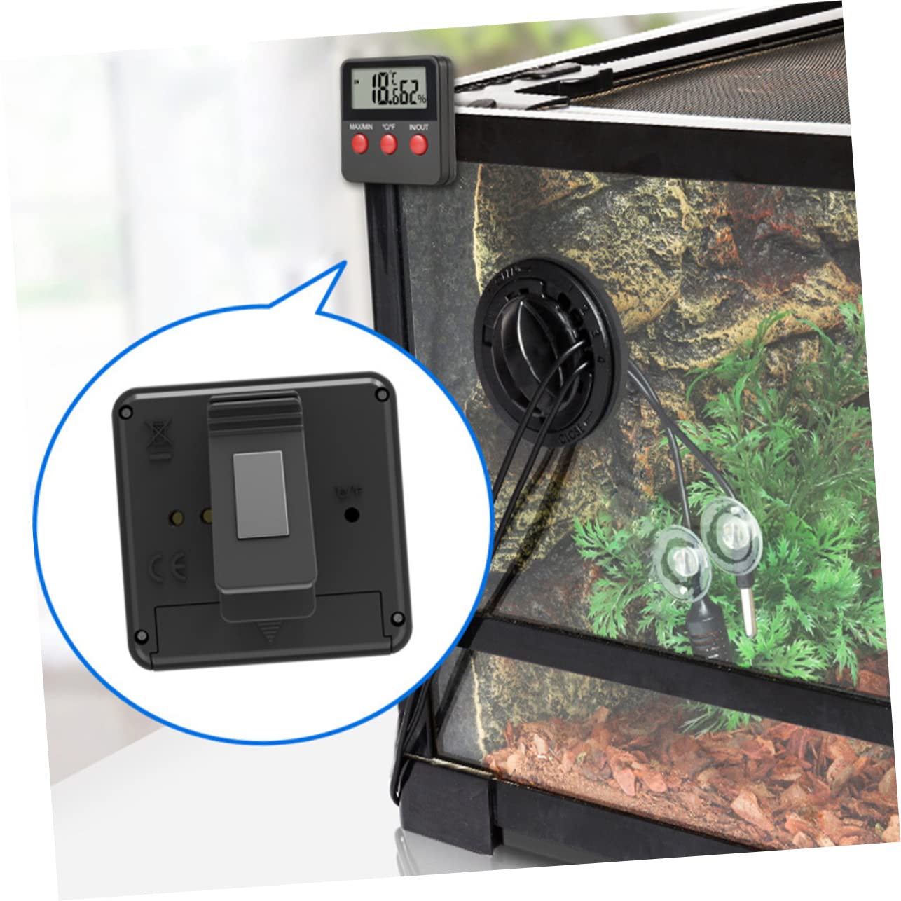 Sosoport 2sätze Digitales Thermometer für Reptilien-terrarien Hygrometer für Echsen Schildkröten Temperaturmonitor für Reptilienaufzuchtboxen Eierbrüterthermometer für Brutkästen