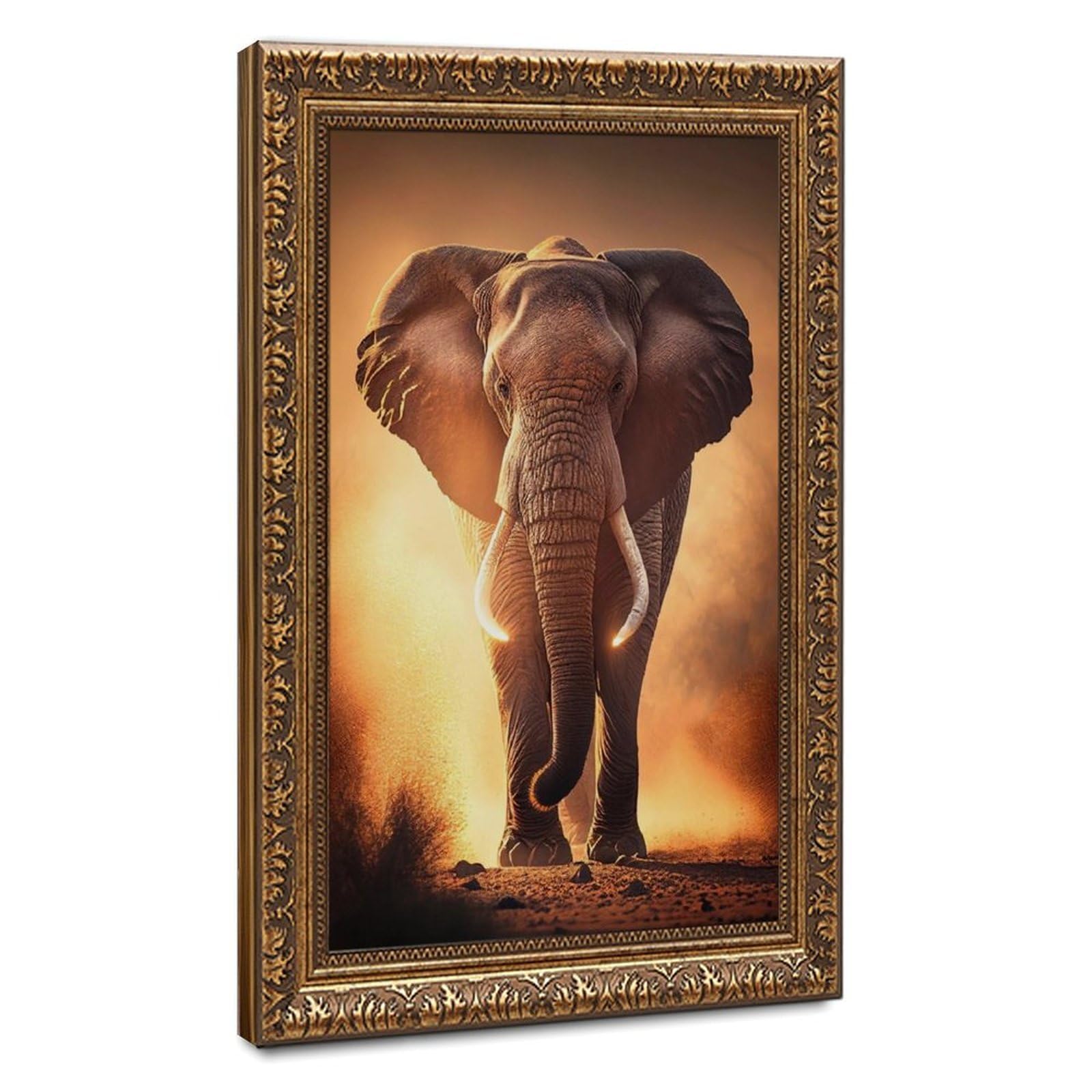 African Elephant Sunset Landscape Canvas Poster for Dorm Room Decor Gift