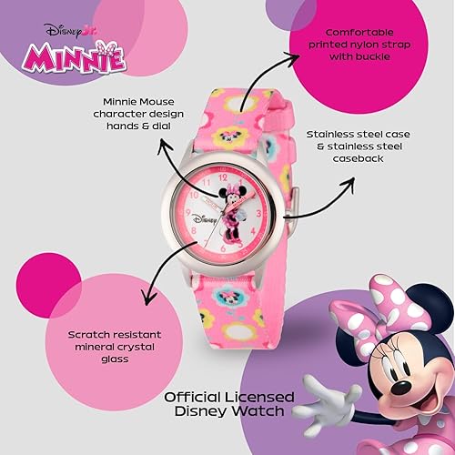 Miniatura 2 de Disney Minnie Mouse Kids Stainless Steel Time Teacher Analog Quartz Watch
