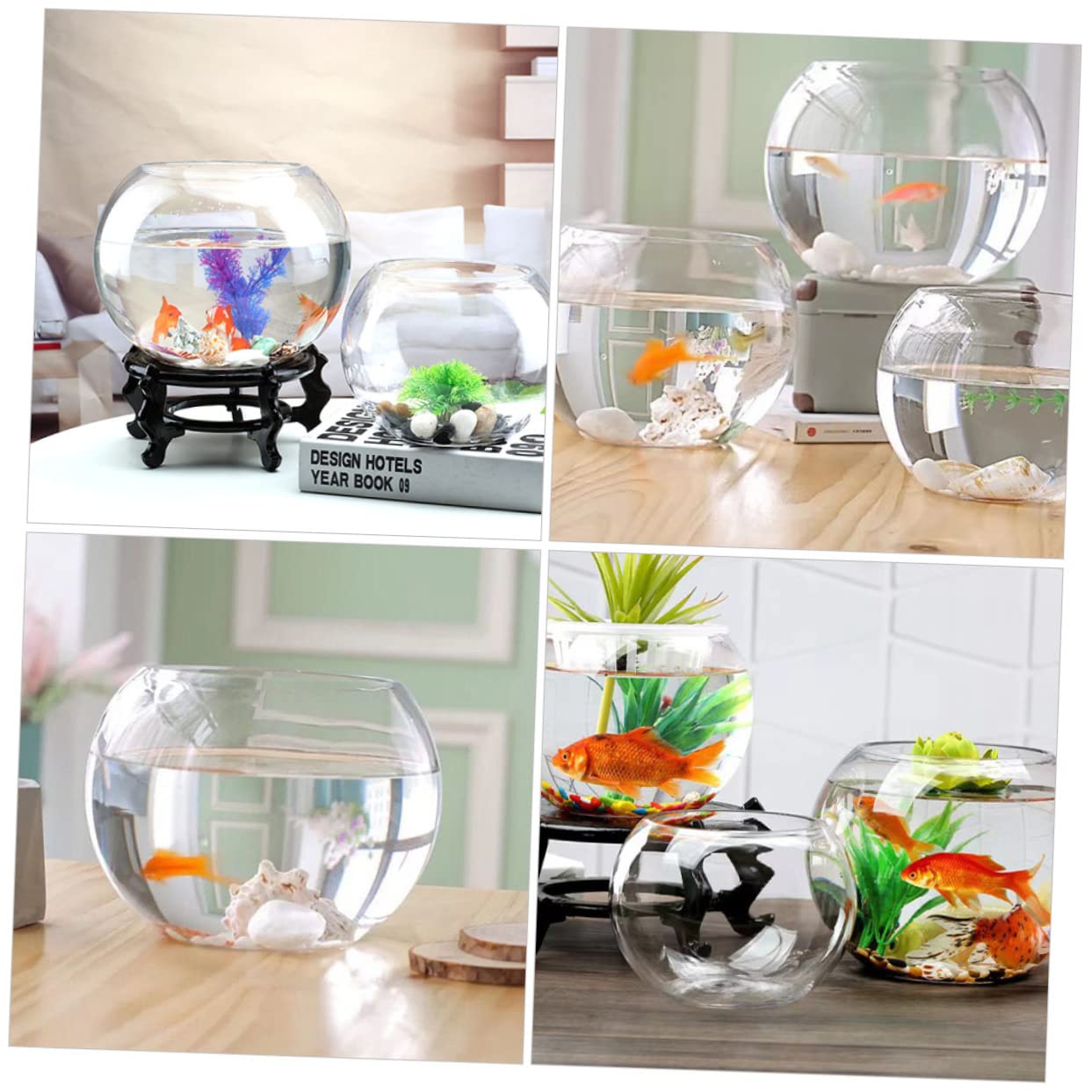 Acquario Rotondo Decorativo in Multifunzione Per Pesci Betta Per Ufficio Casa Moderno Design Salvaspazio