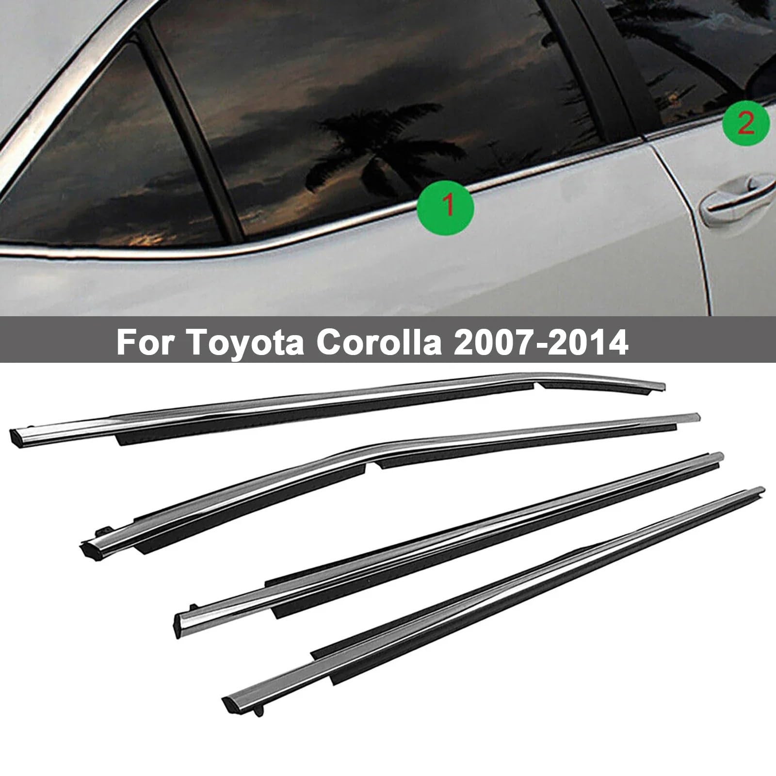 Modanatura bordo della portiera Misura Per Corolla 2007-2014 Auto Finestrini Laterali Guarnizioni Laterali Finestre di Vetro Sigillante In Gomma Striscia di Tenuta Trim Modanatura bordo per Porte Auto