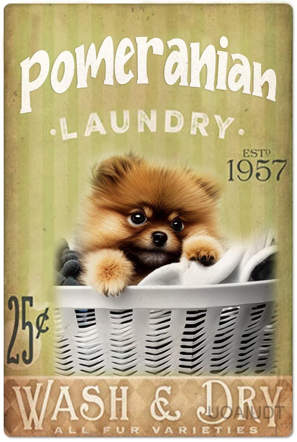 Anceky Laundry Room Decor Retro Pomeranian Metal Tin Sign Pomeranian Laundry Poster Dog Lovers Vintage Metal Plaque Wall Decor For Restaurant Farm Bedroom Cafe Laundry Decor 12x16 Inch