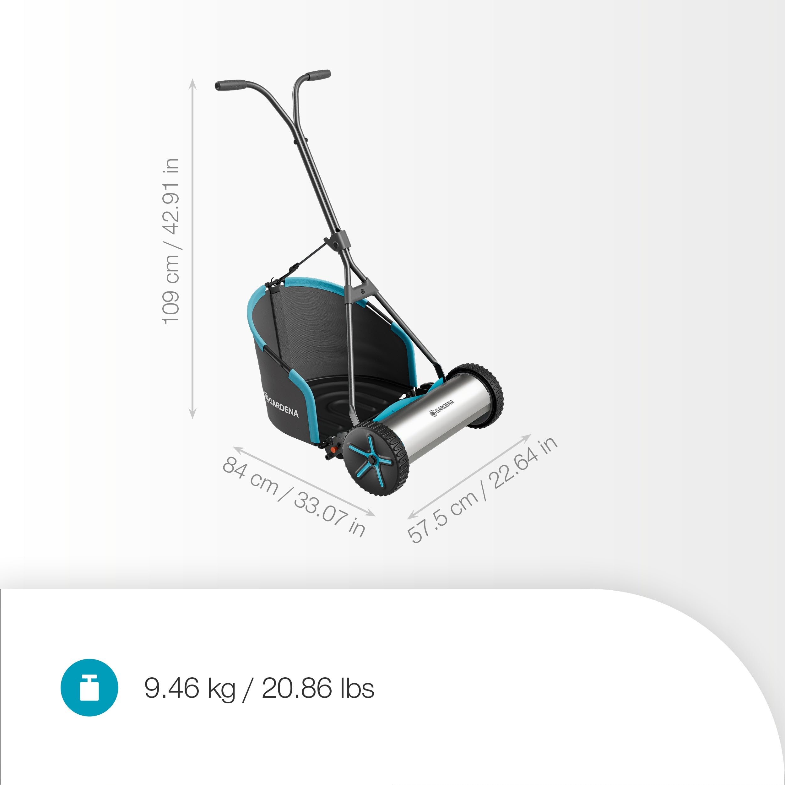 Gardena Spindelmäher Plus 400 Cylinder Lawnmower 40 cm Schnittbreite Kabellos mit Grasfangkorb für Rasenflächen bis 250 m²