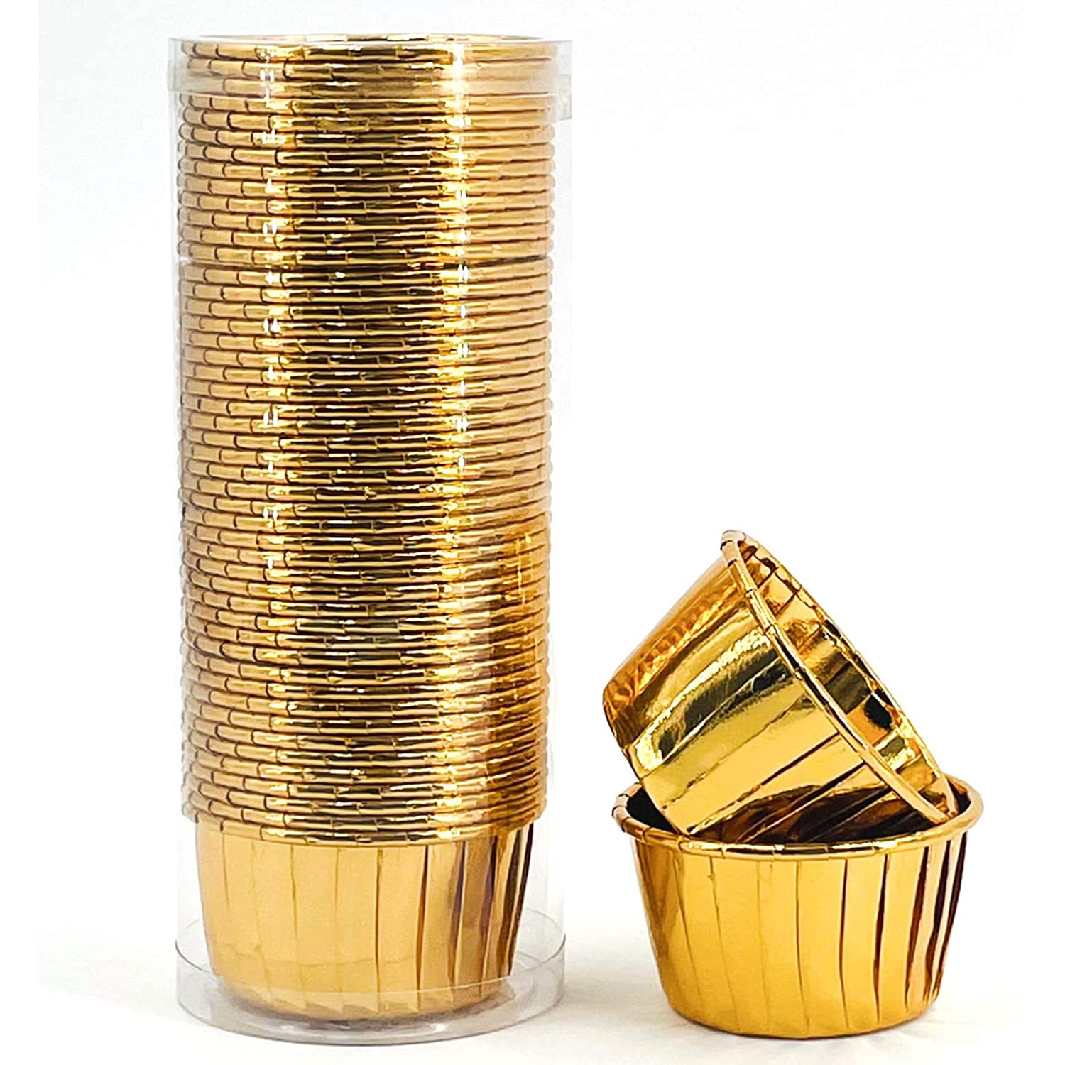 Ancllo Gold 50Pcs Party Hippo Cupcake Cups Foil Muffin Liners Cupcake Baking Cups Little Baking Cups