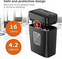 Vista 5 de Bonsaii Trituradora de papel, trituradora de corte transversal de 8 hojas con contenedor de 4.2 galones, tarjeta de crédito, correo, grapa/clip