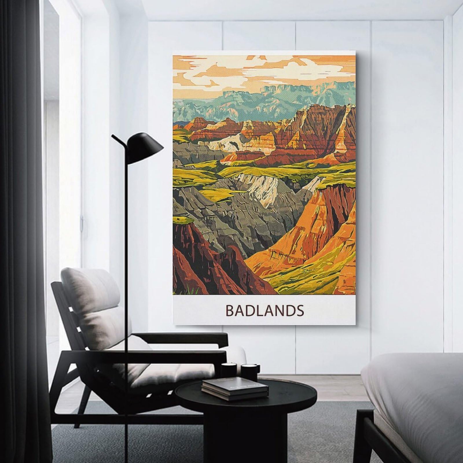 Junmoney Canvas Wall Picture Badlands National Park(3), 20x30inch(50x75cm), for Study, Office Or Focused Interiors, Wall Art That Adds Style to Work Areas