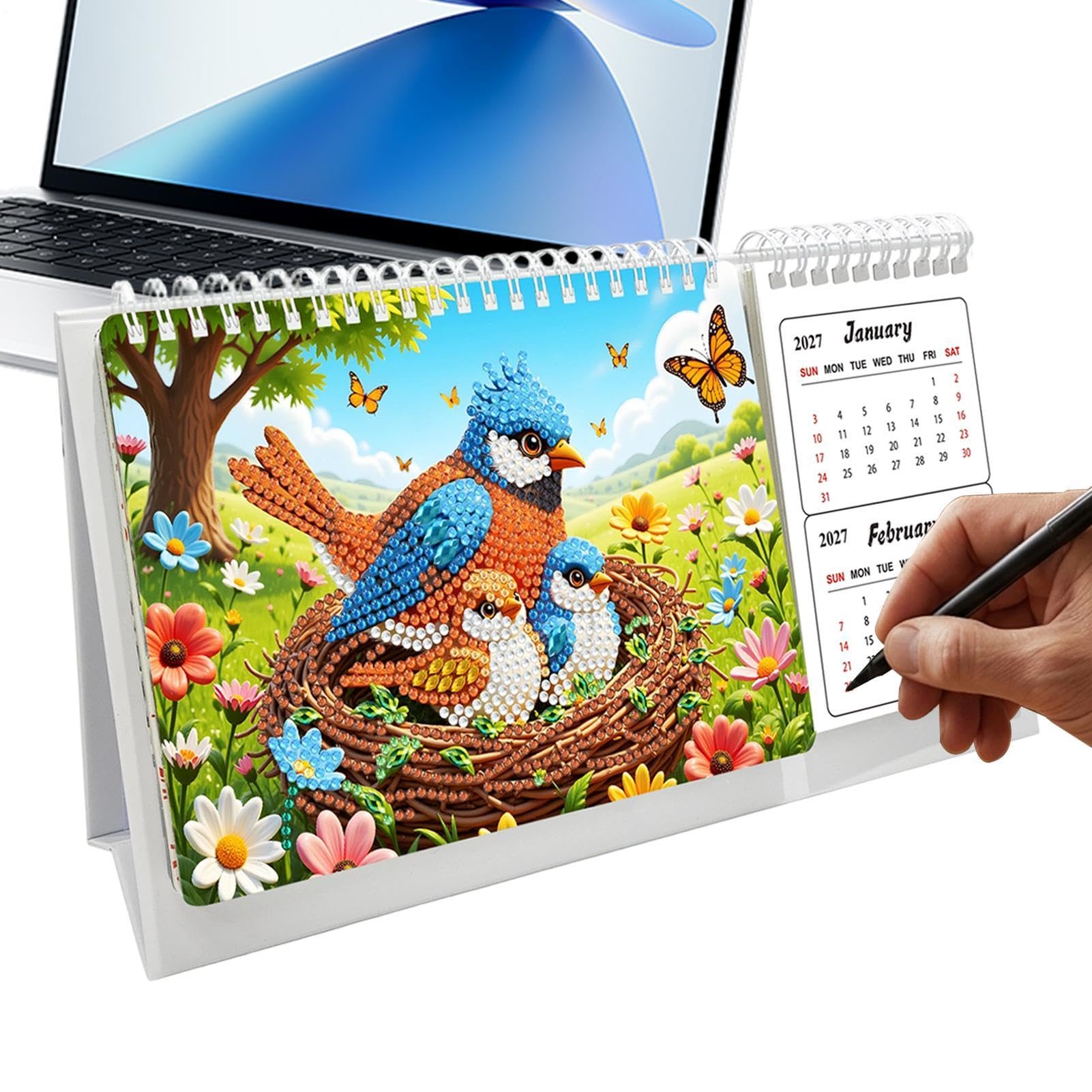 2027 DIY Diamond Art Desk Calendar,Monthly Desktop Calendar From Jan 2027 To Dec,12 Monthly Desk Calendars, For Home Office Decoration