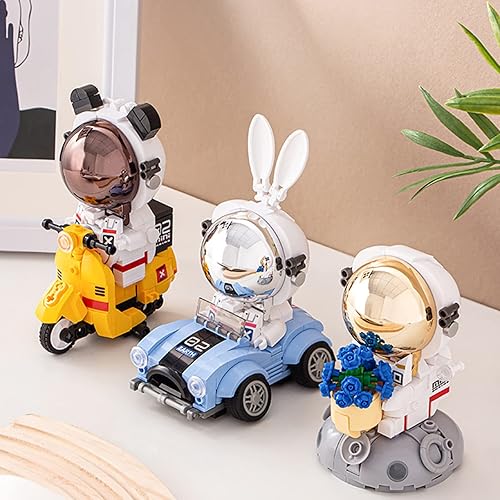 Miniatura 6 de Juego de bloques de construcción de mini astronauta, simulación creativa del hombre espacial modelo de exploración de partículas, construcción de