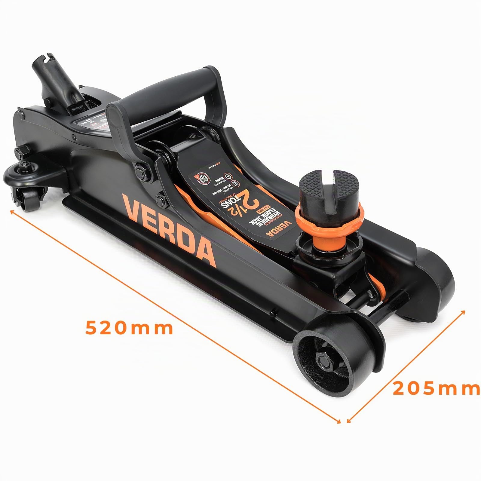 Cric hydraulique rouleur Professionnel 2,5T, Profil Bas 85–365 mm, avec 2 Patins en Caoutchouc + 2 chandelles de Levage, pour Voiture, SUV et Camping-Car, cric Auto en Acier Robuste