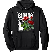 Strong T, Strength, Bold Urban Edge, Red Rose, vintage Pullover Hoodie
