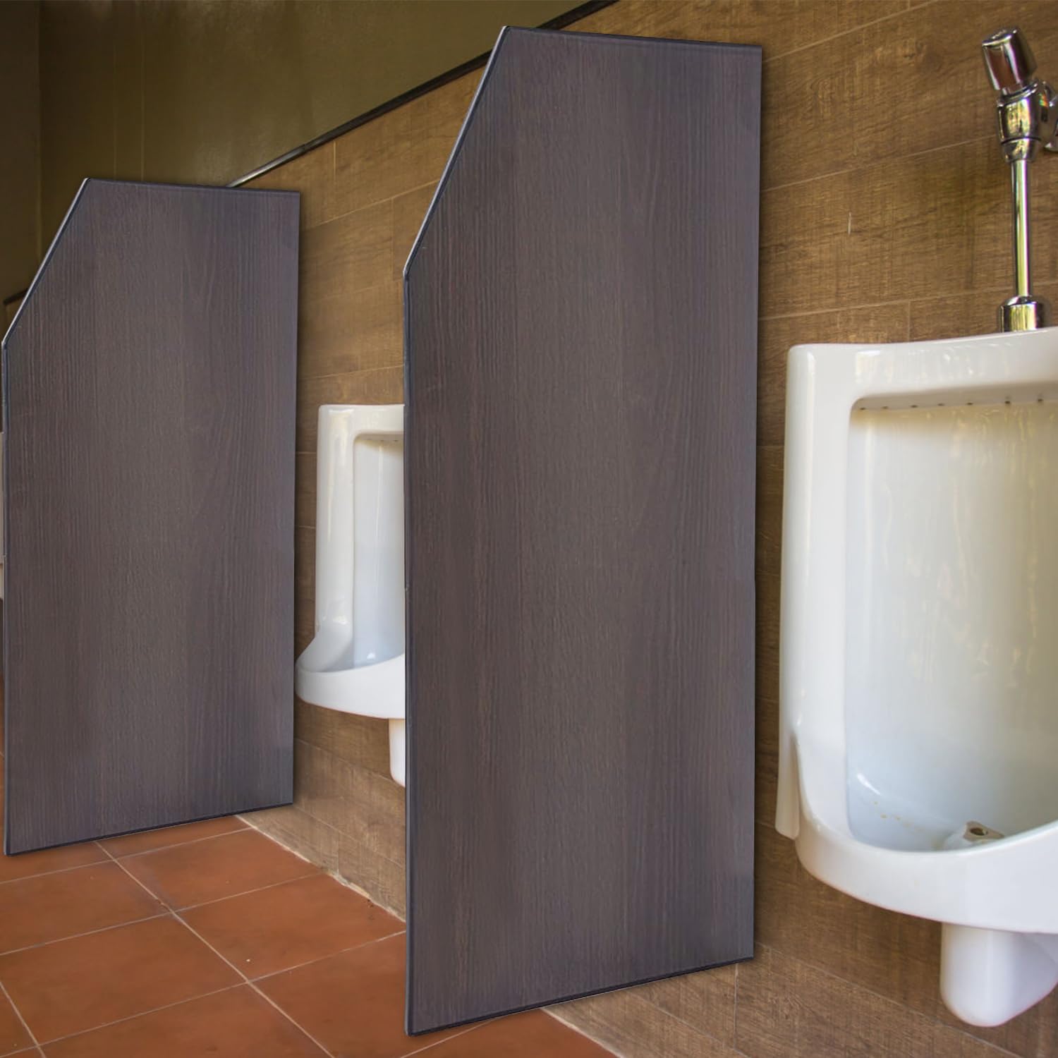 urinal partition,3 pcs wall-mounted urinal screen toilet partition,men's urinal privacy screen divider for schools/kindergartens/shopping malls/public places,brown