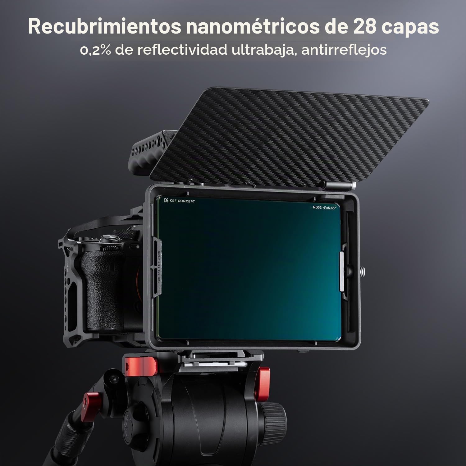 K&F CONCEPT Nano-Xcel Cine Filtro ND8 4"X5.65" Filtro Cuadrado de Cine | de Vidrio Óptico HD con Nano Revestimient Compatible con Tilta SmallRig Matte Box para Fotográfica - FM701
