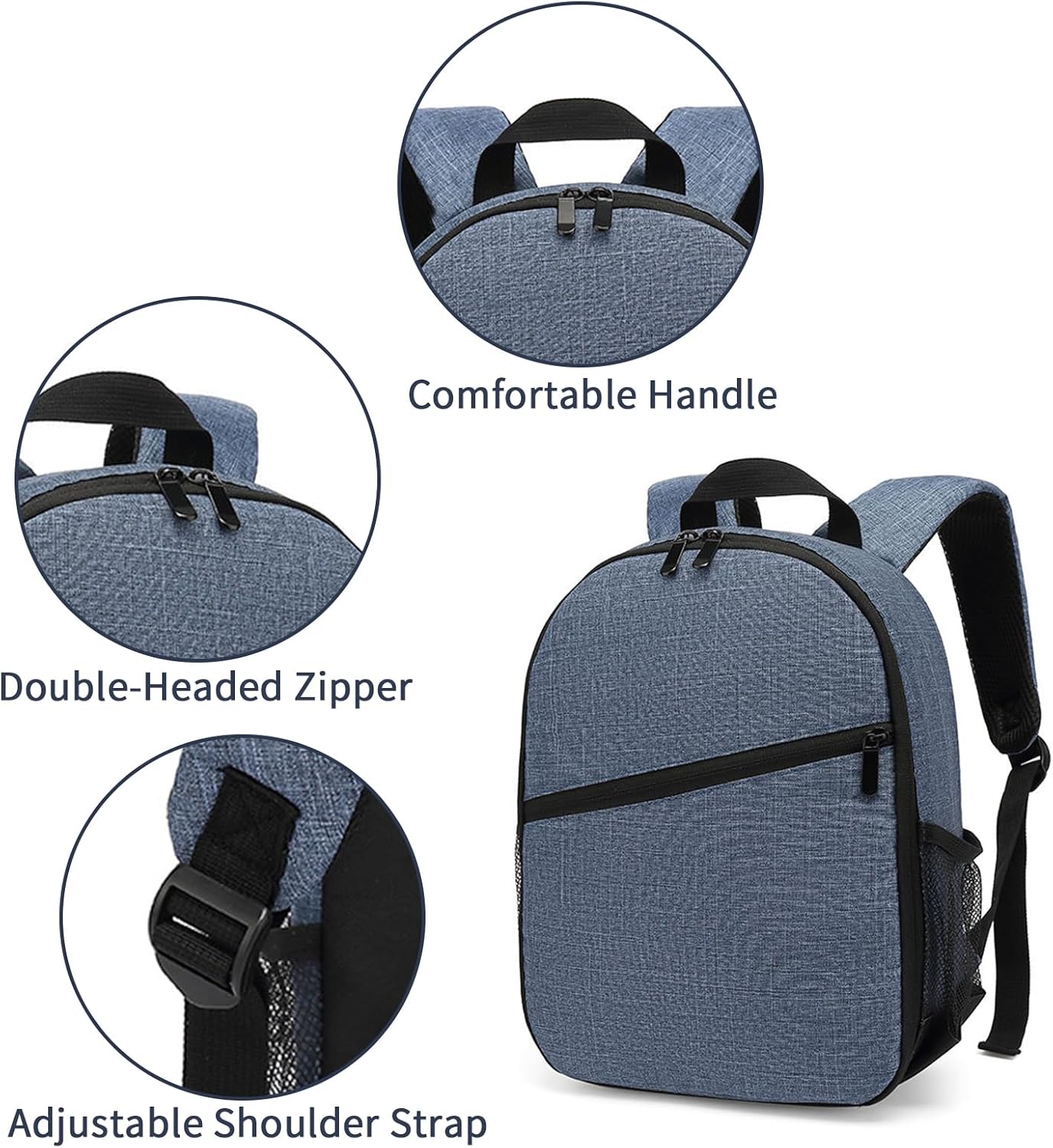 Small Camera Backpack for DSLR SLR Mirrorless Camera Outdoor Travel Hiking Photography Waterproof Unisex Camera Case Compatible with Sony/Canon/Nikon/Fuji (Blue) - Image 3