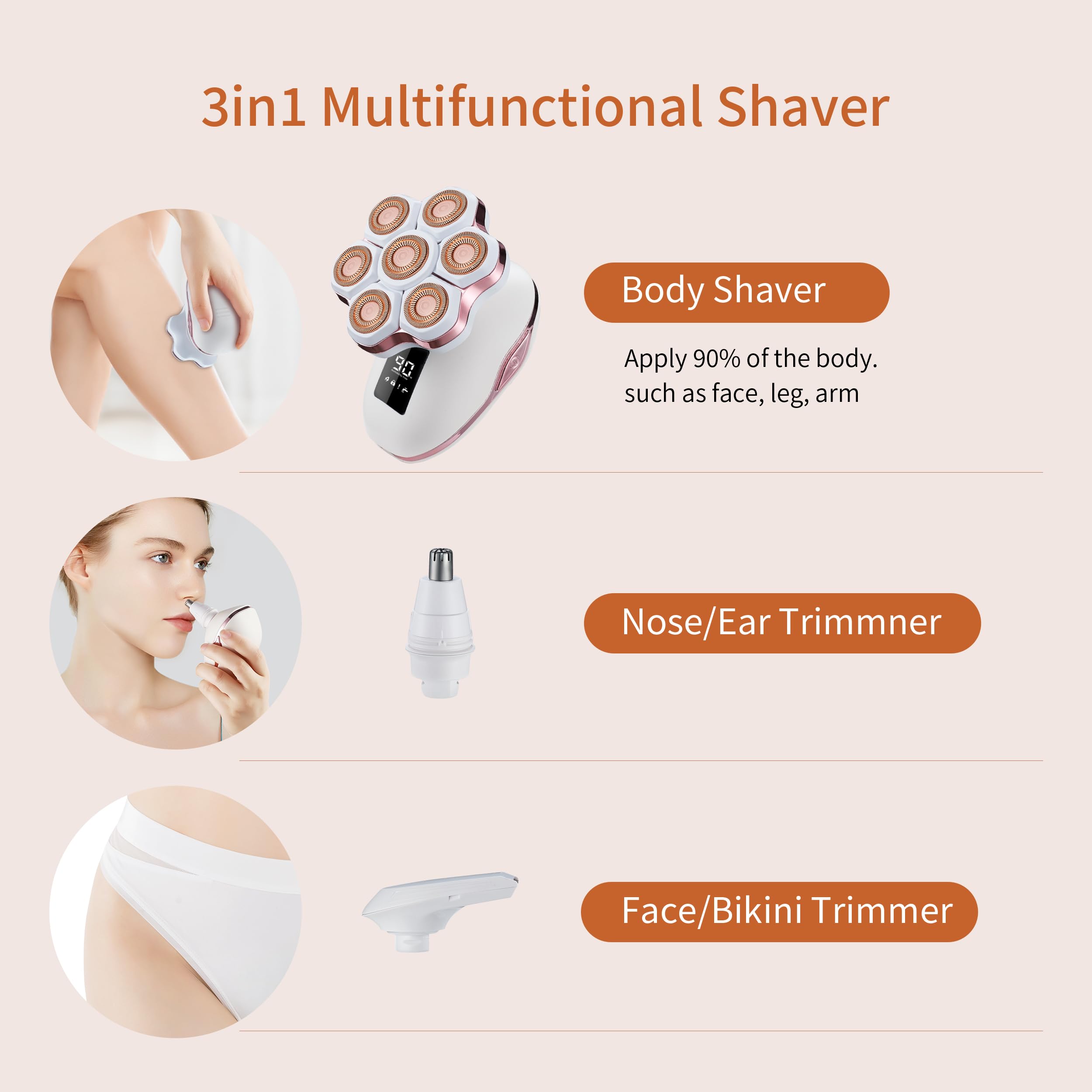 Afeitadora eléctrica magnética para mujer, maquinilla de afeitar eléctrica para mujer, maquinilla de afeitar eléctrica para piernas, recortadora de bikini para mujer, depilación facial para