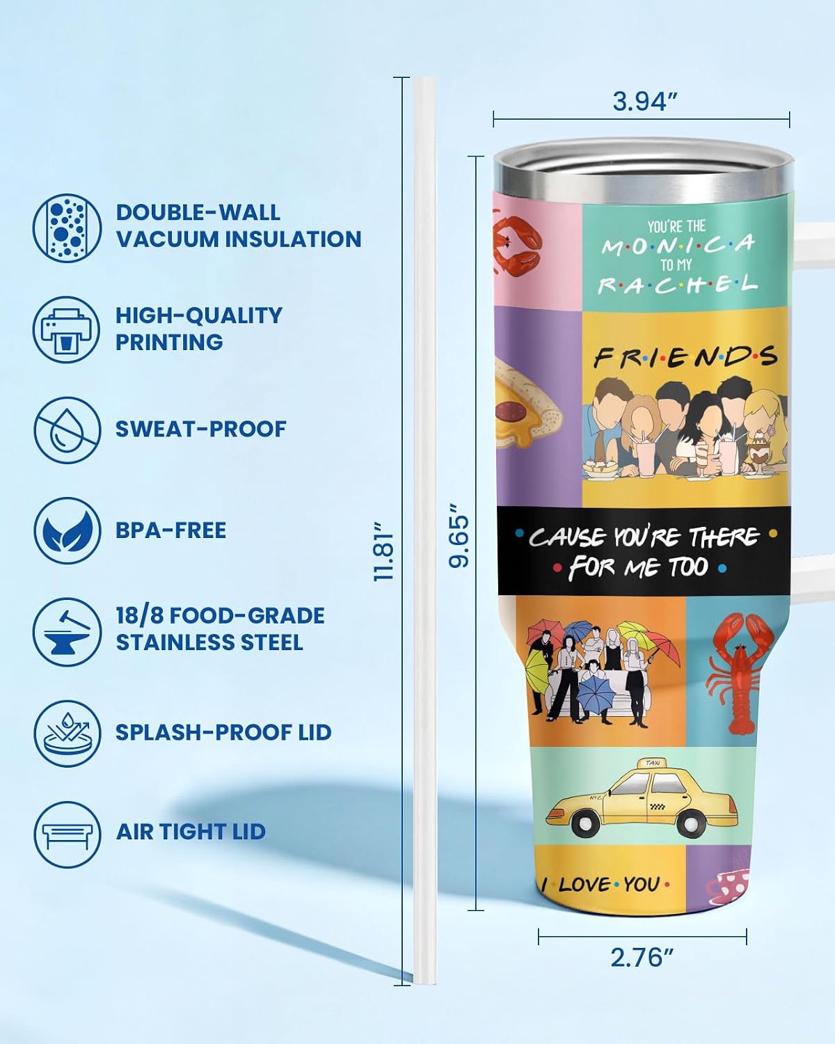34HD Funny TV Show Series Coffee Tumbler 40oz with Handle, Gift for Besties image 2