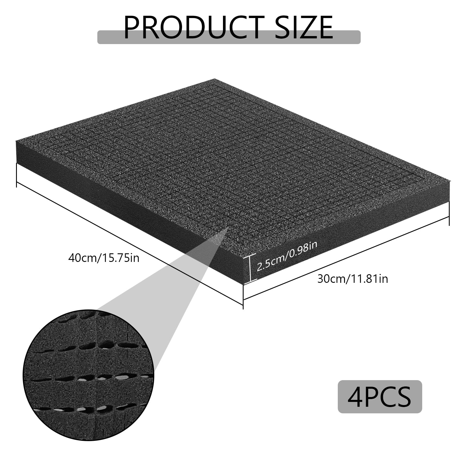 Espuma precortada 40x30x2.5cm Negra para cajas de herramientas y protección