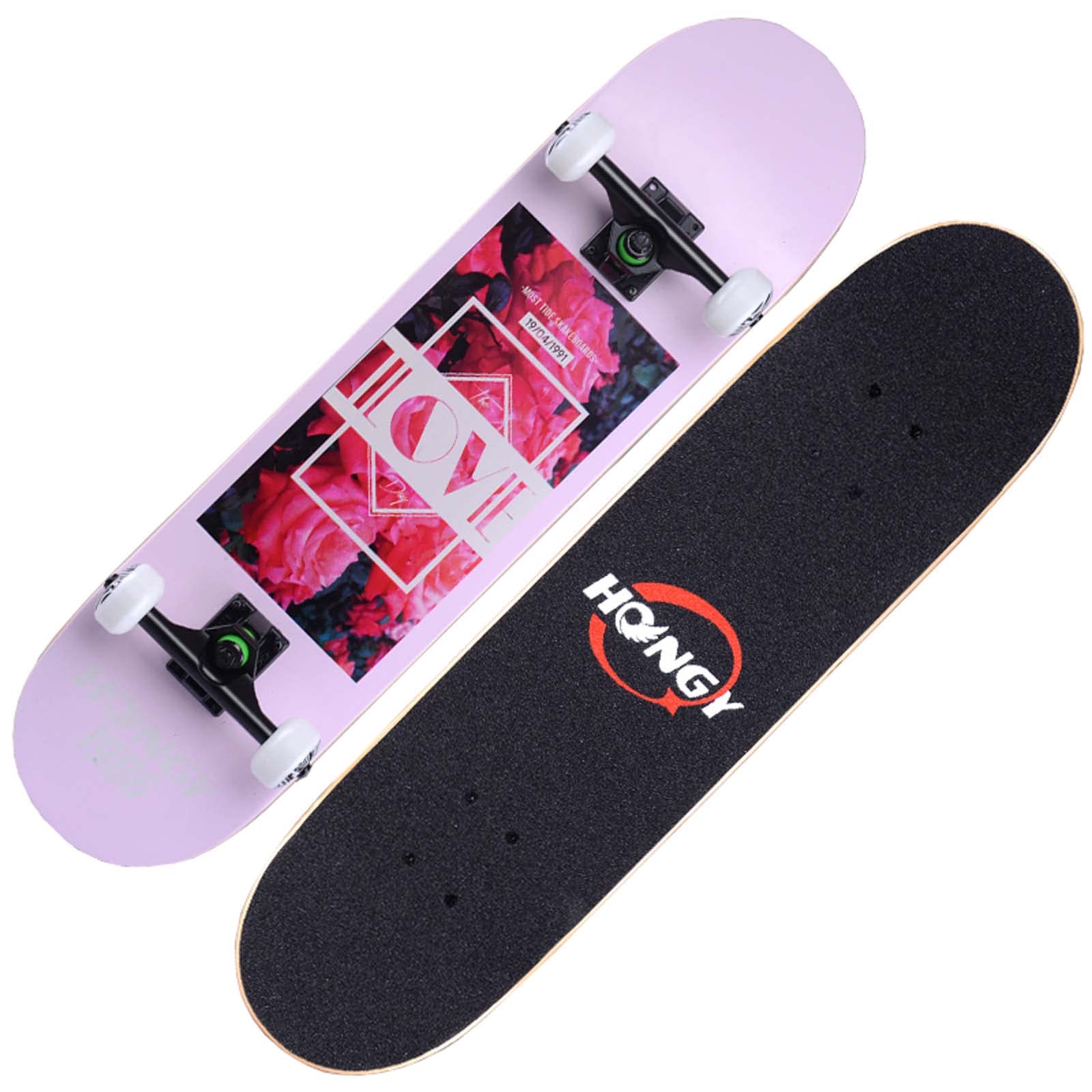 7 Layers Maple Wooden 31Complete Skateboards Double Kick Concave Deck Skating Skateboard for Adults Beginners Kids Boys Girls