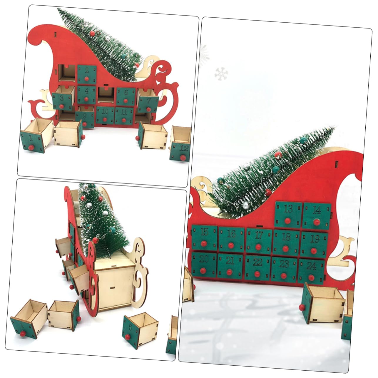 Calendario de Adviento de Madera Adorno Navideño para Salas y Dormitorios