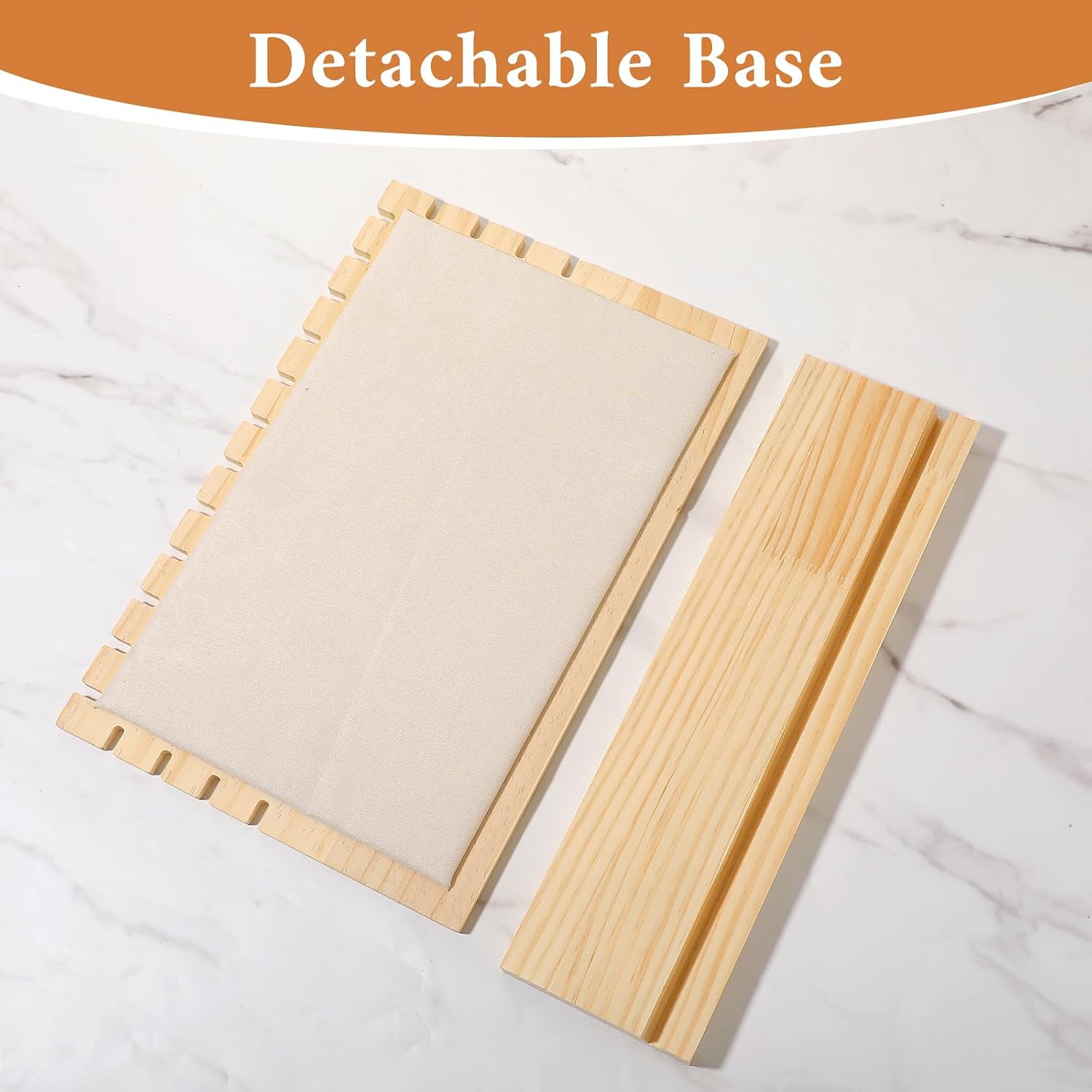 4PCS Bamboo Wood 12-Slot Necklace Display Stands with Beige Velvet, Permanent Jewelry Display for Vendors, Multi-Size Jewelry Display Organizer for Shop & Home Use (Natural Wood Color)