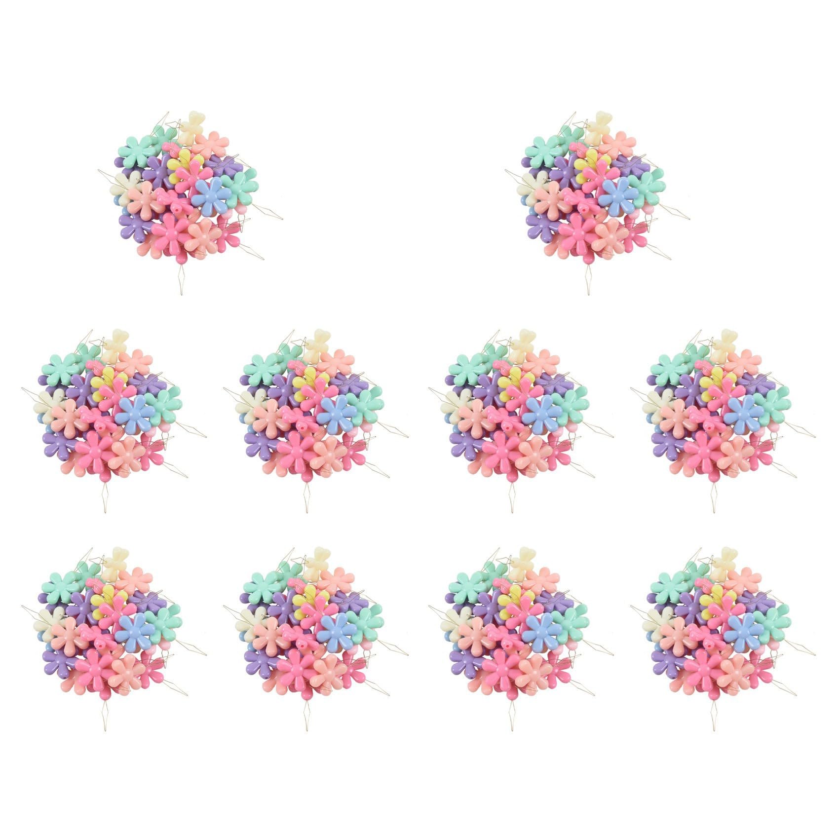 Hndhbfgrt 300pcs Random Color Plastic+Metal Flower Head Wire Loop DIY Needle Threader Insertion Hand Machine Sewing Tool