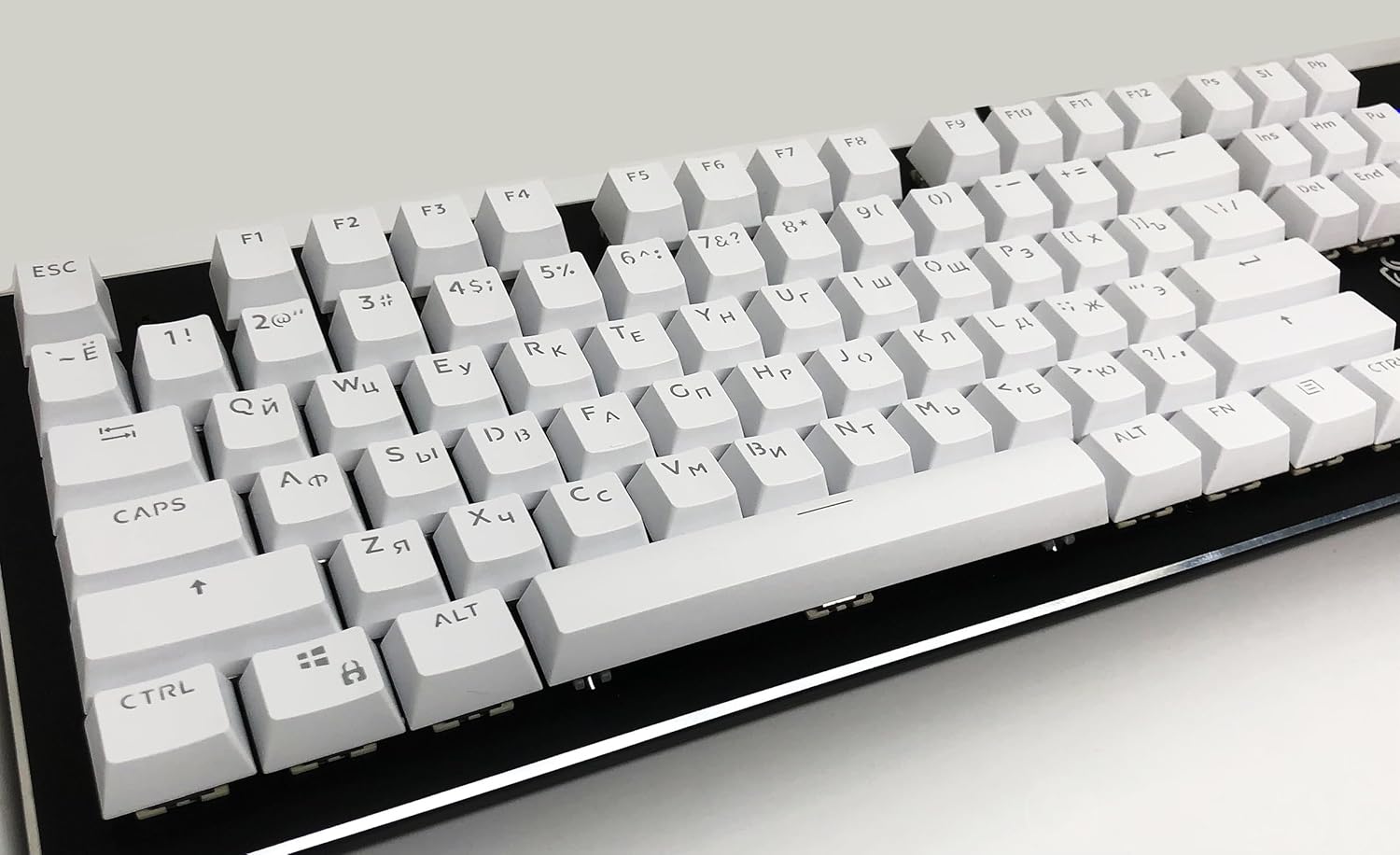 132 Keys Russian Backlit Keycaps OEM Profile Keycap Gamer Officer DIY for MX Mechanical Keyboard Removable Keycaps Set for 61 87 104 Full Size Mechanical Gaming Keyboard (Keycap Only) (White)