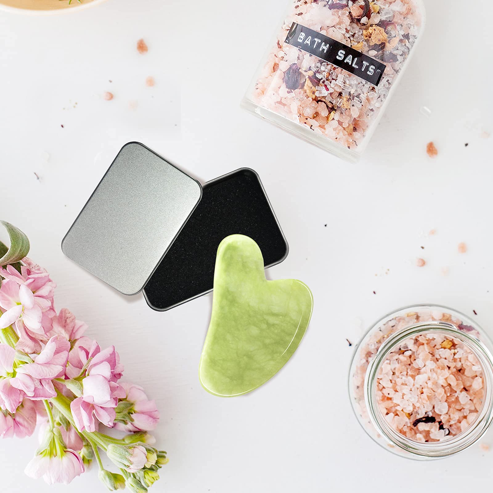 Gua Sha Facial Tool, Natural Gua sha Real Jade Stone Gua Sha Face Board for SPA Acupuncture