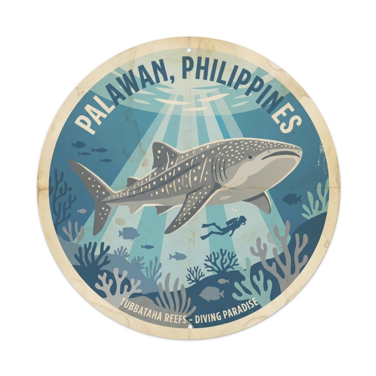 Tubbataha Whale Shark Reef Travel Shipwreck Diving Metal Tin Sign
