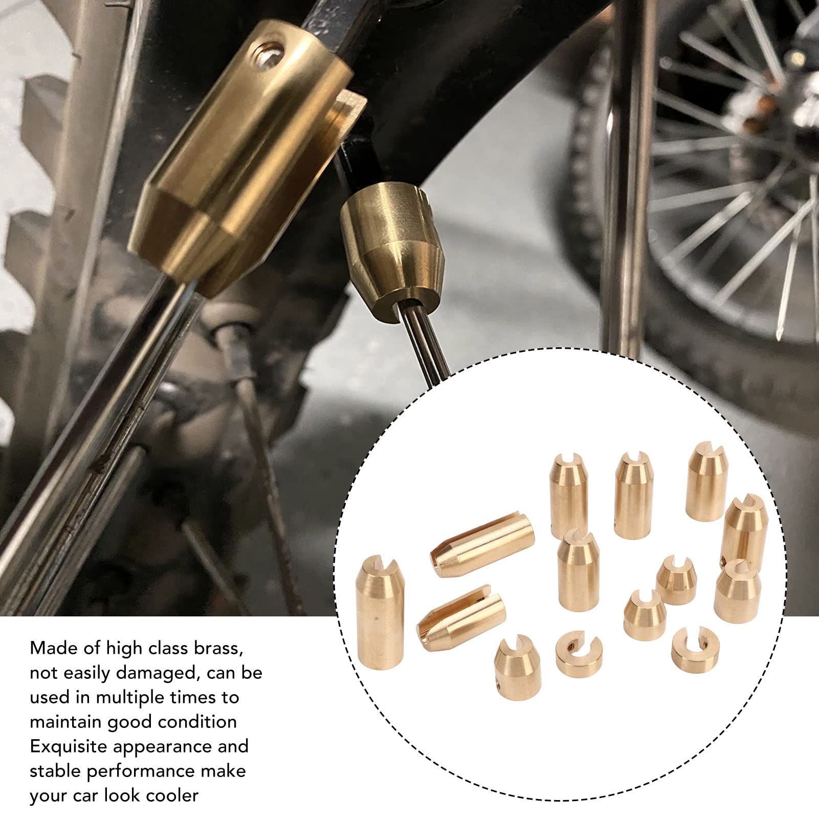 Pesos de Rueda de Radios de Motocicleta, KIMISS Kit de Recarga de Pesos de Equilibrio de Radios de Rueda de Latón Resistente Al Desgaste para Super Moto Dual Sport (14 piezas)