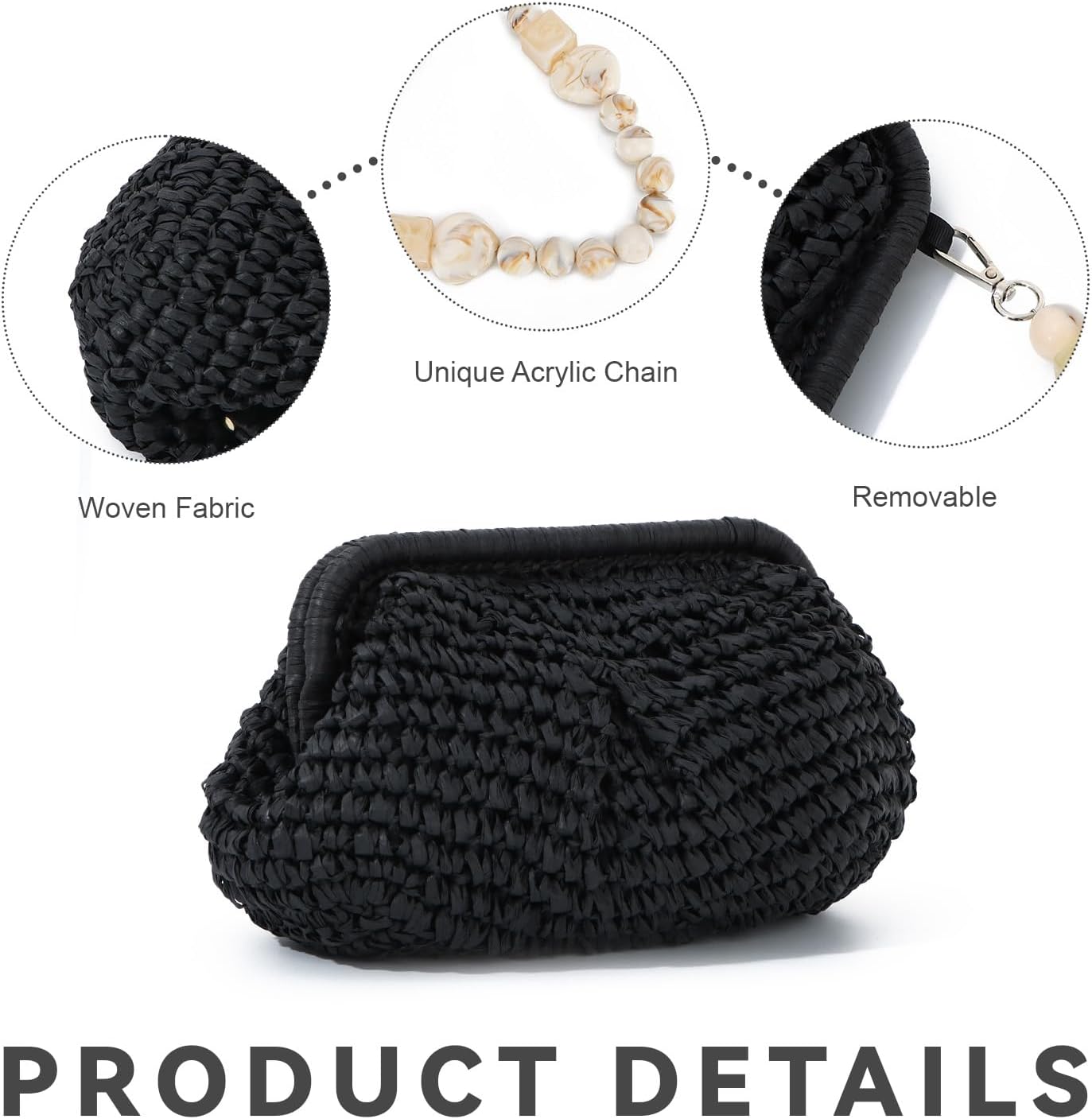 Straw Dumpling Clutch Bag - Woven Straw Tote Clutch Purse for Women - Summer Beach Bag - Wicker Clutch