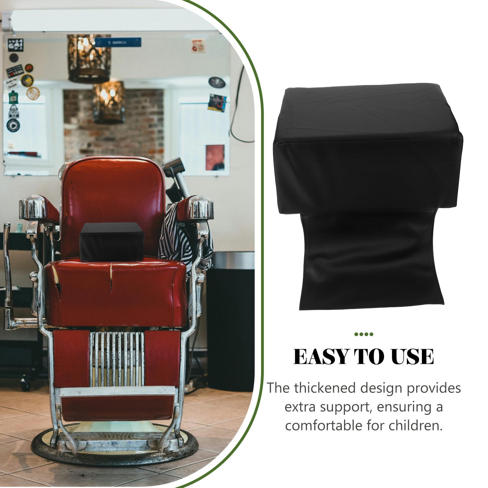 VILLCASE Sitzerhöhung für Friseurstuhl aus Schwarzem Kunstleder mit Waschbarem Weichem Sitzpolster für Salon und Hause