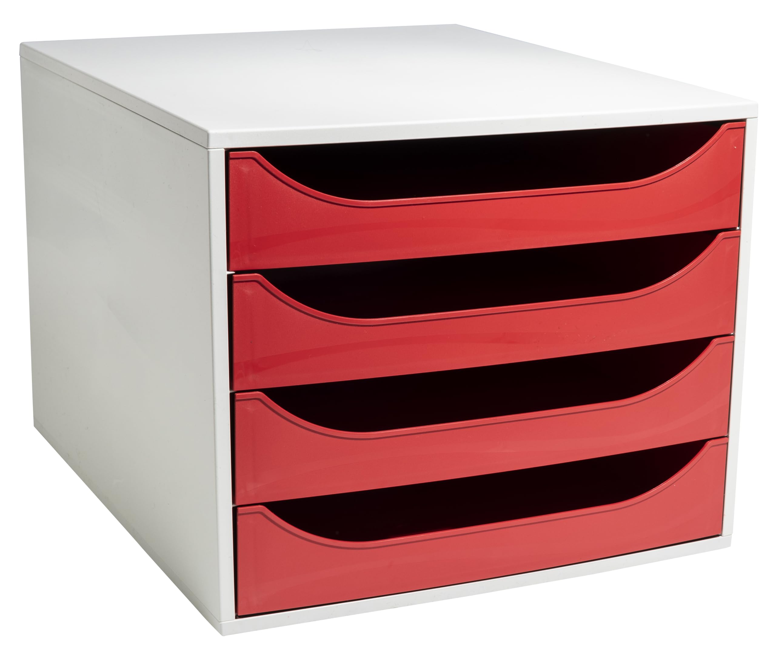 Exacompta - Réf. 2286107D - Module Économique à Tiroirs Ecobox - Caisson Individuel à 4 Tioirs pour Document A4 et A4+ - Dimensions 34,8 x 28,4 x 23,4 cm - Coloris Rouge