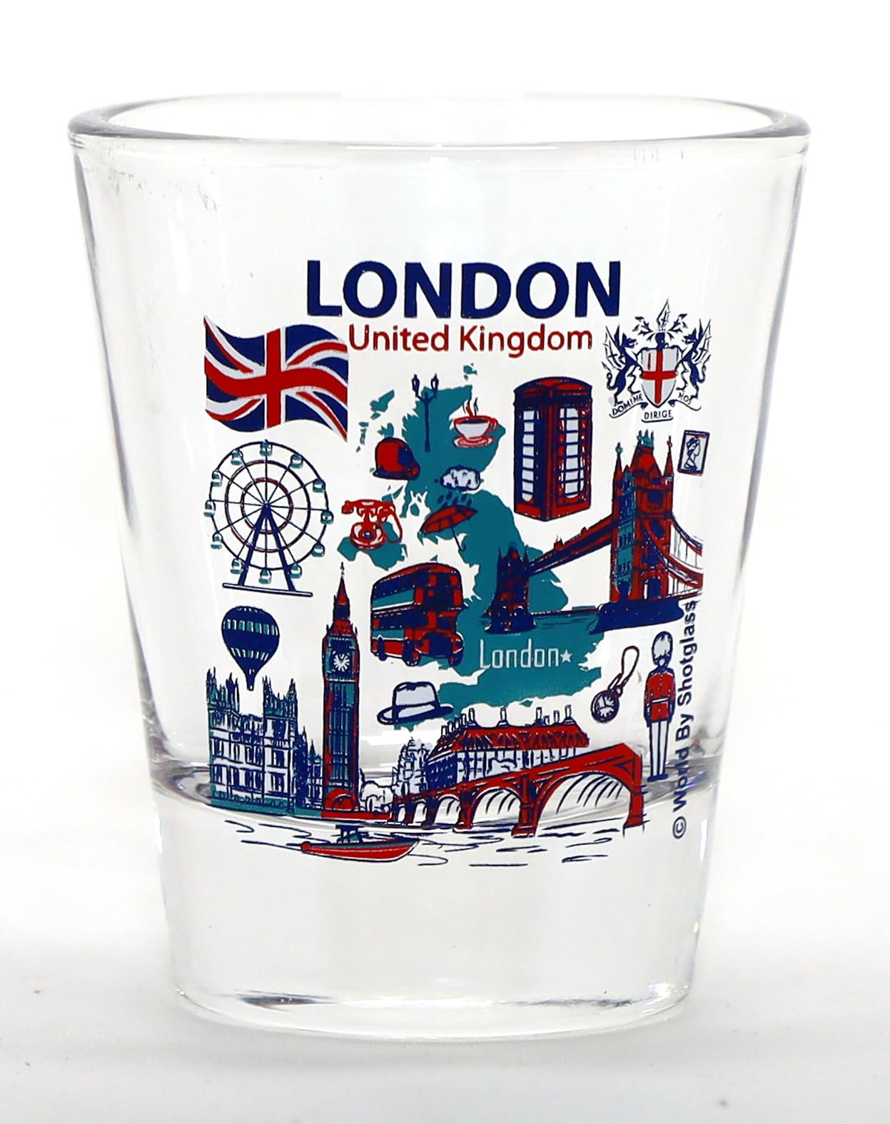 Bicchiere Da Shot Souvenir Di Londra - Vetro Con Iconiche Scritte Inglesi - Altezza 5,7 Cm - Raro E Da Collezione