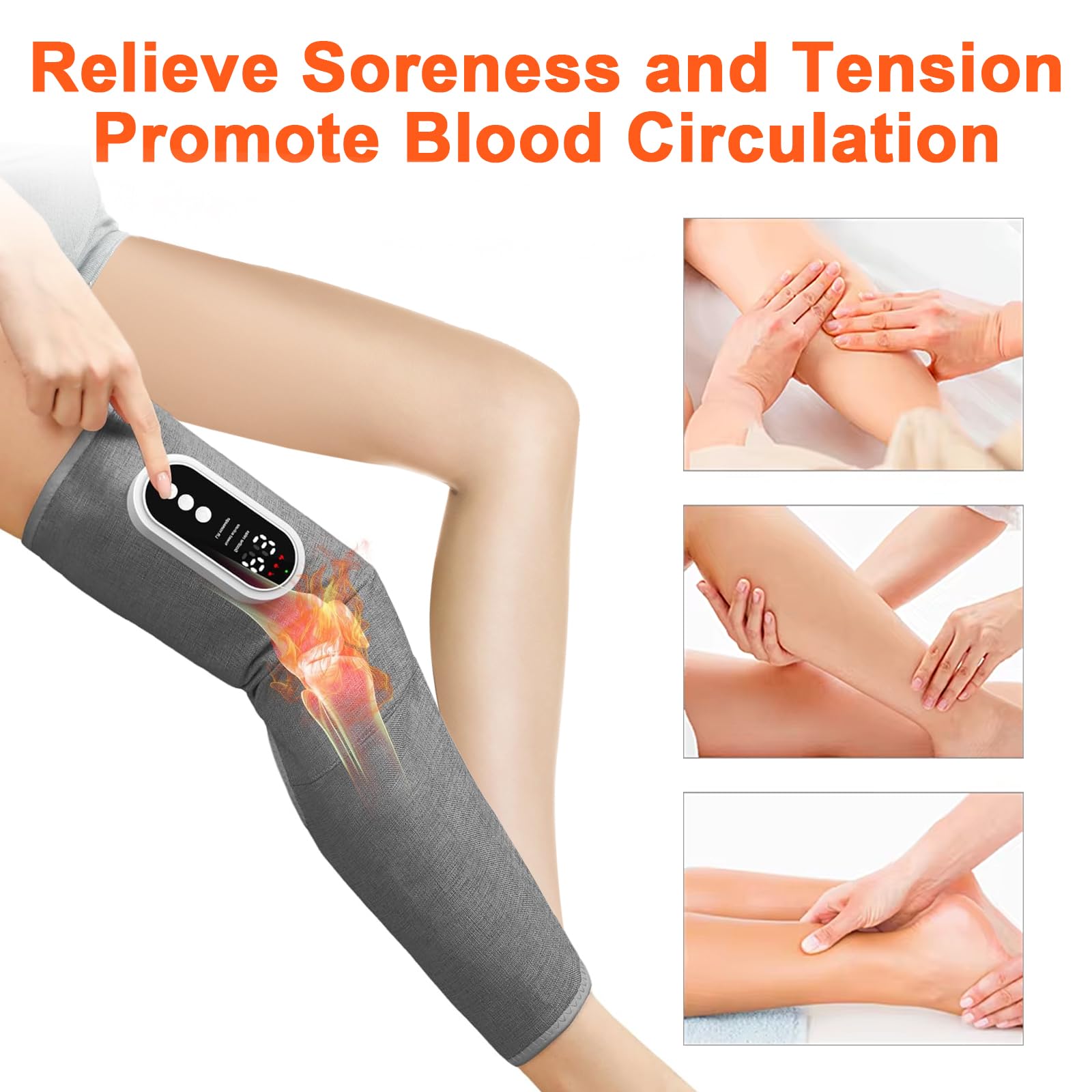 Kabelloses Beinmassagegerät Elektrisch Massagegerät Beine mit 3 Modi/Intensitäten/Heizung, Pressotherapie Beinmassagegeräte Kompressions Beinmassagegerät für Muskeln Durchblutung