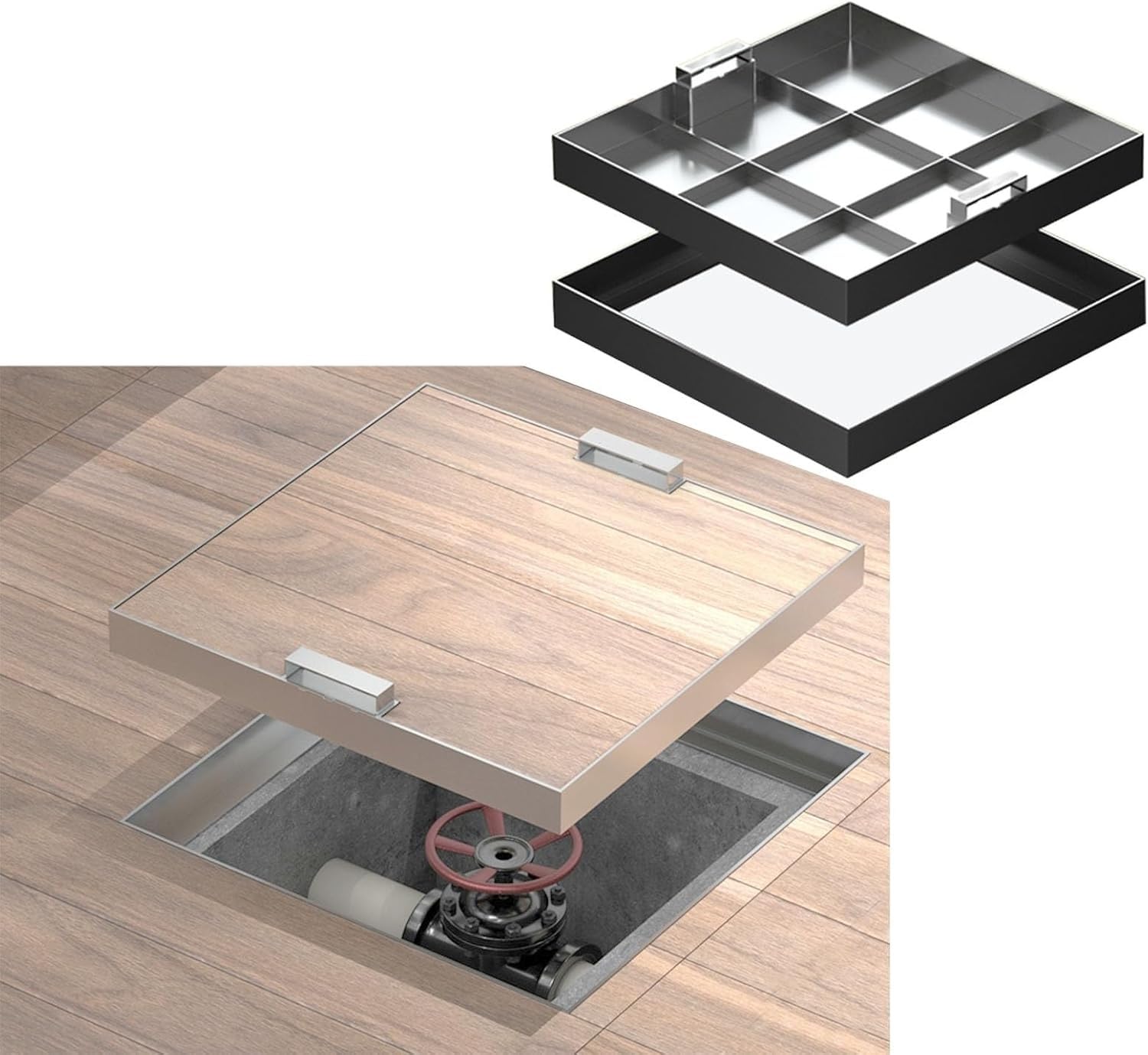 Copertura per camera d'ispezione con manici telescopici per accesso fognario in scuole e giardini