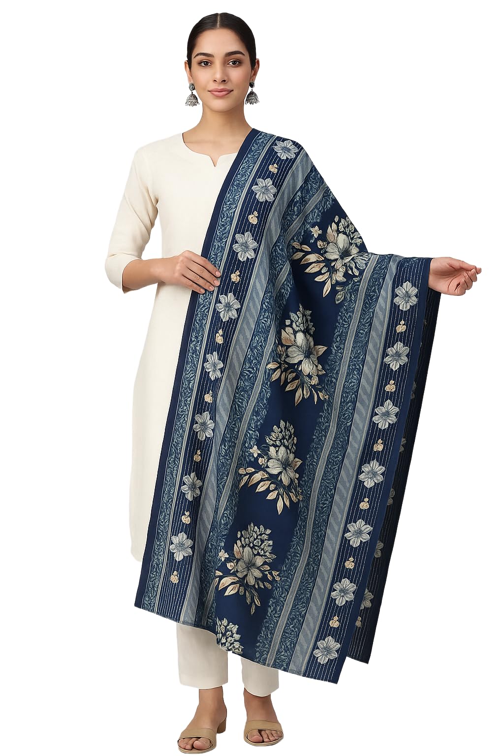 bahumaan Pure Cotton Printed Navy Blue Dupatta for Women 2.25m | Fancy Cotton Dupatta for Women Premium | Heavy Dupatta Style | Versatile Shawl for Women-picture-26