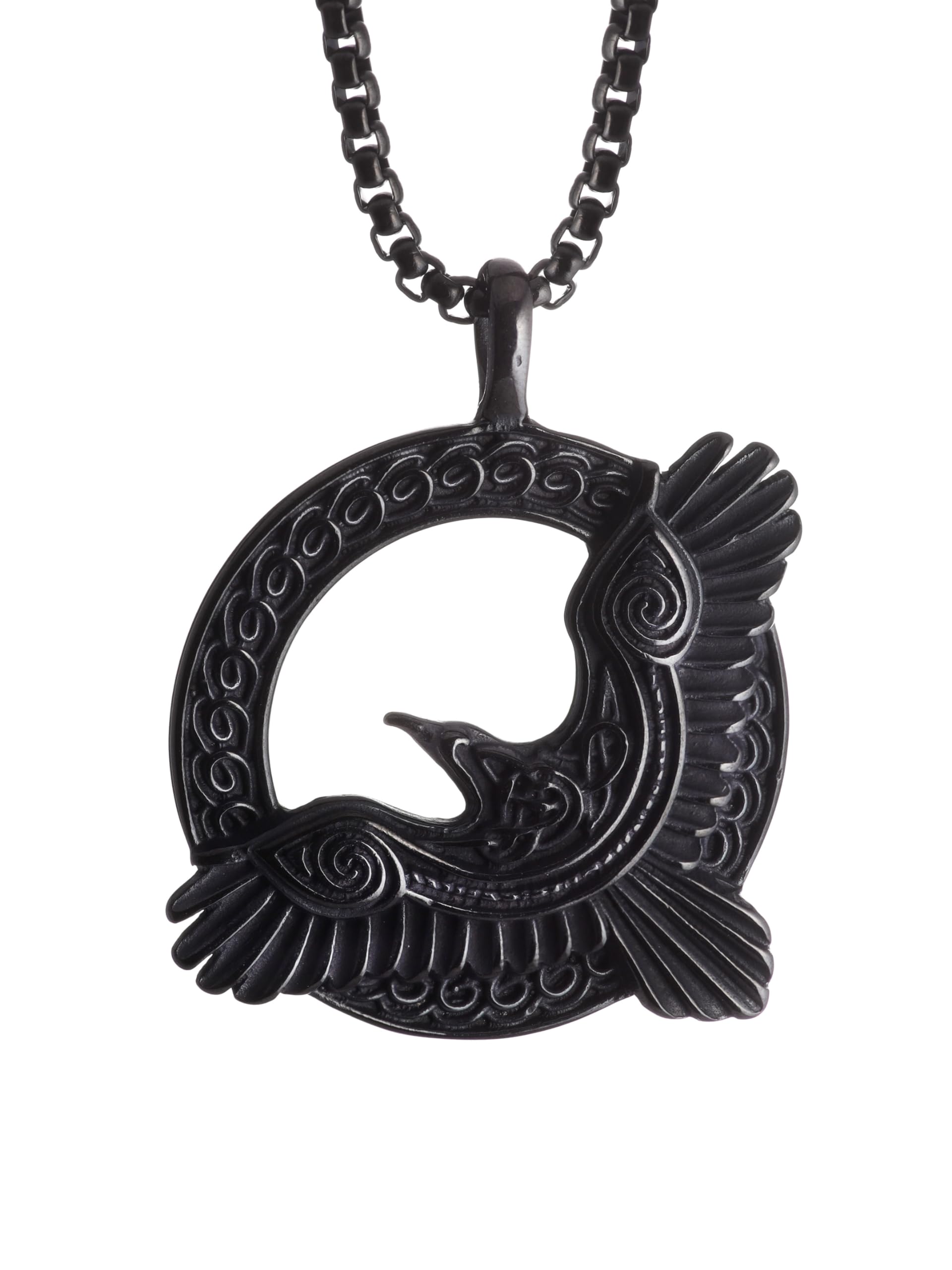 HAQUIL Raven Necklace, Celtic Flying Raven Totem Pendant, Raven Jewelry Gift for Men and Women