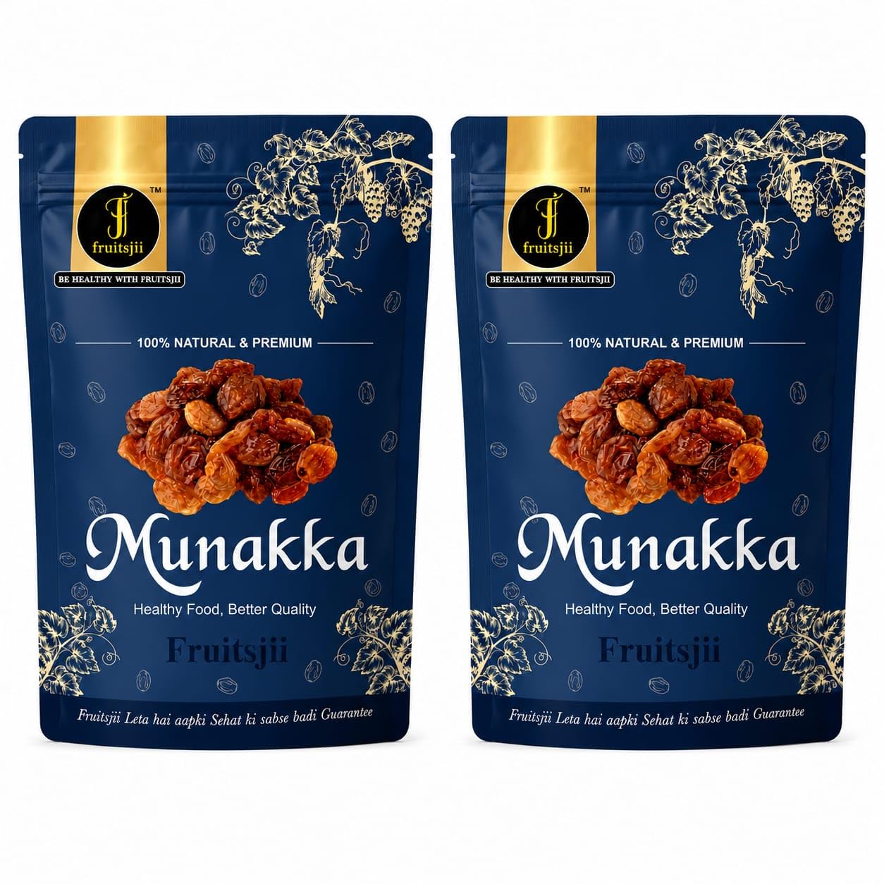 Fruitsjii Premium Hand-Selected Munakka | Large & Succulent Dried Grapes with Seeds | Authentic Sun-Dried Superfood for Vitality & Wellness | [250 X 2POUCH]-image-36