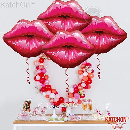 Miniatura 6 de Globos grandes de 12 piezas de oro rosa de 18 pulgadas  Globos de labios rojos para decoración de San Valentín  Globos metálicos de San Valentín de