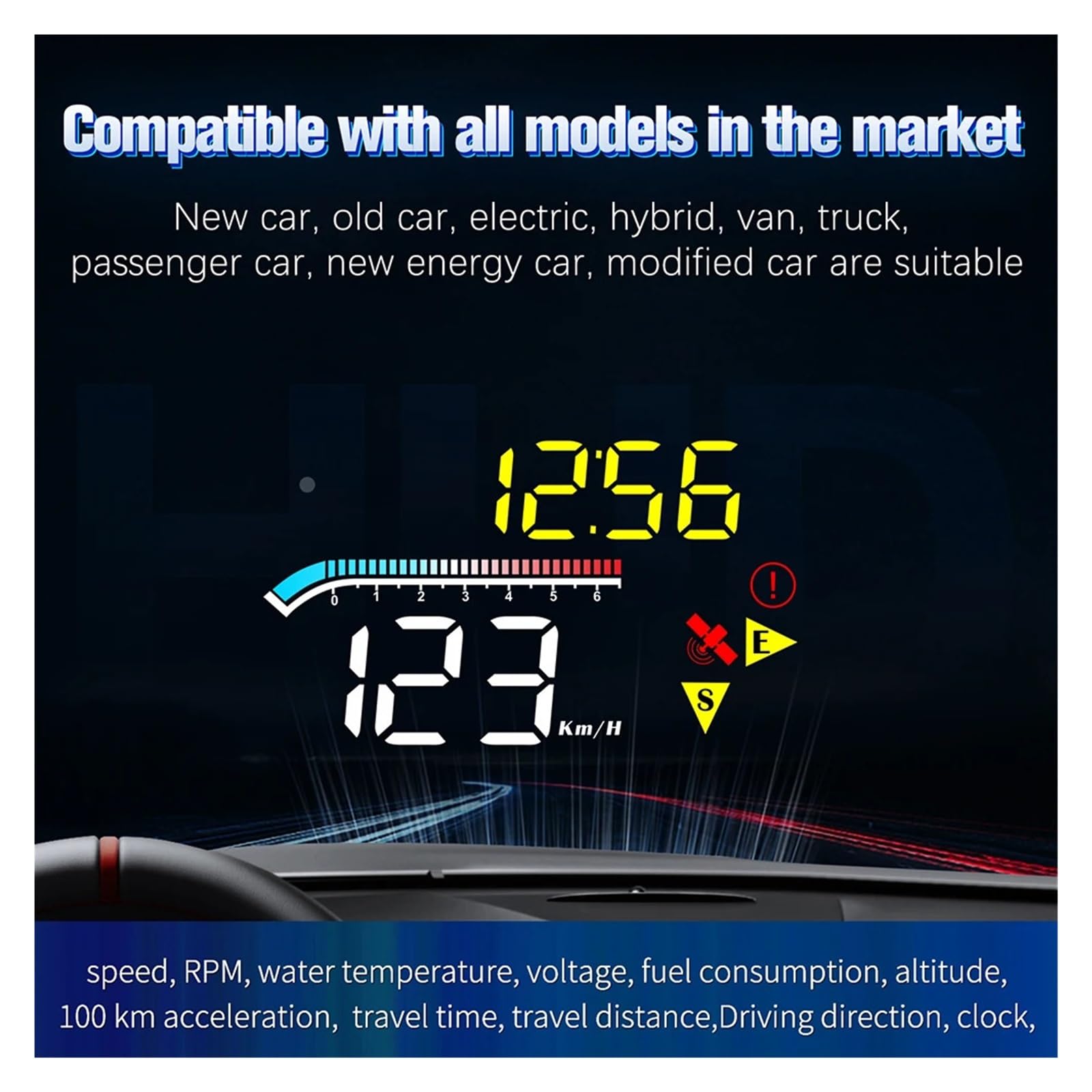 Accesorios Electrónicos For Automóviles M17 OBD GPS Head Up Display For Todos Los Coches Digital HUD Velocímetro Parabrisas Proyector Instrumento Multifunción