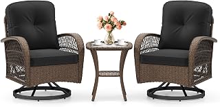 KOTEK 3 Piece Patio Furniture Set, Outdoor 360 Degree Swivel Rocker&hellip;