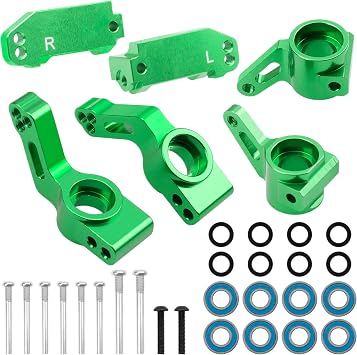 ShareGoo Metal Front Steering Blocks & Caster Blocks & Rear Stub Axle Carriers Compatible with Traxxas 1/10 Slash 2WD Stampede Rustler VXL, Replace of 3632 3736 3752 Green