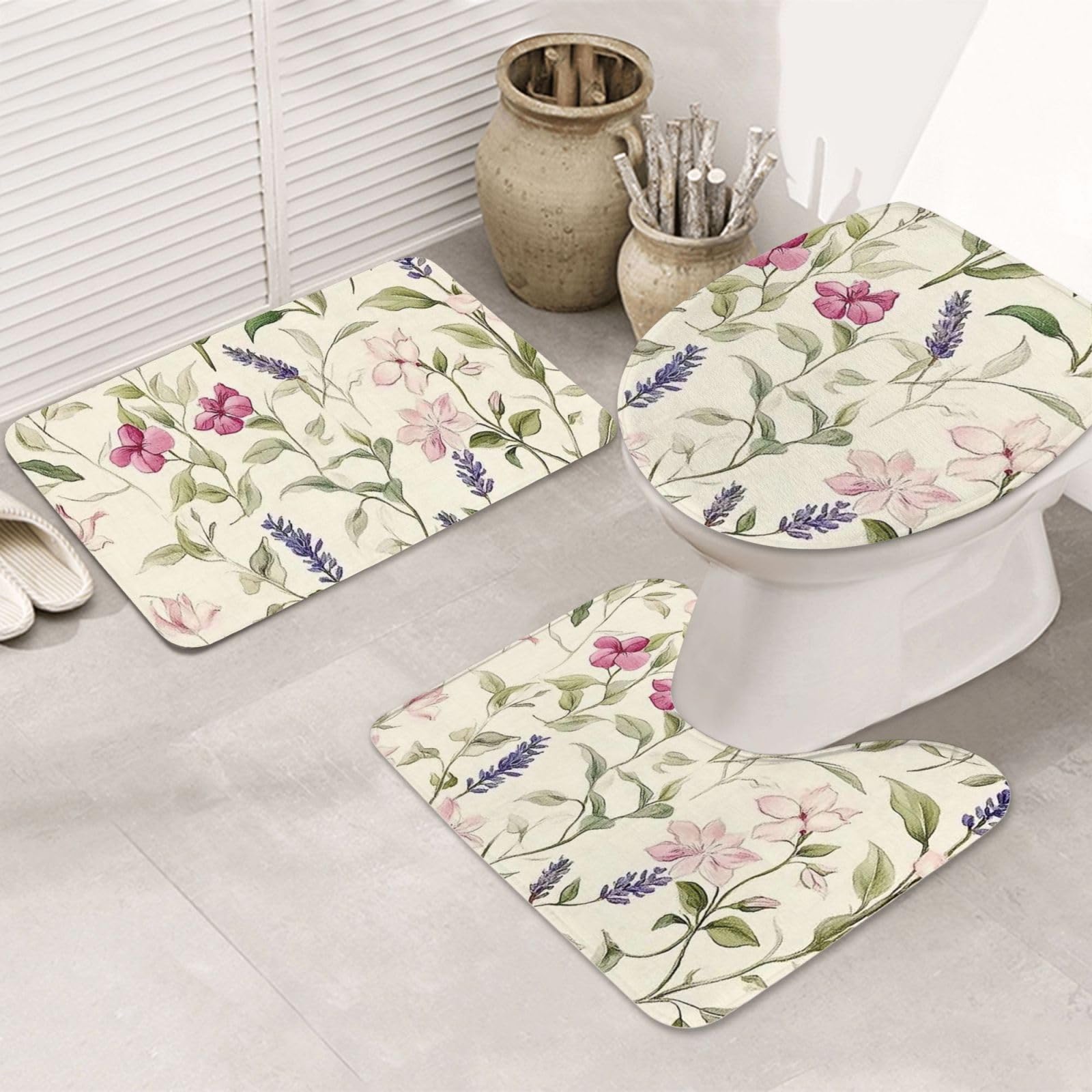 Alfombrilla de baño antideslizante con juego de 3 piezas para evitar resbalones en el aseo