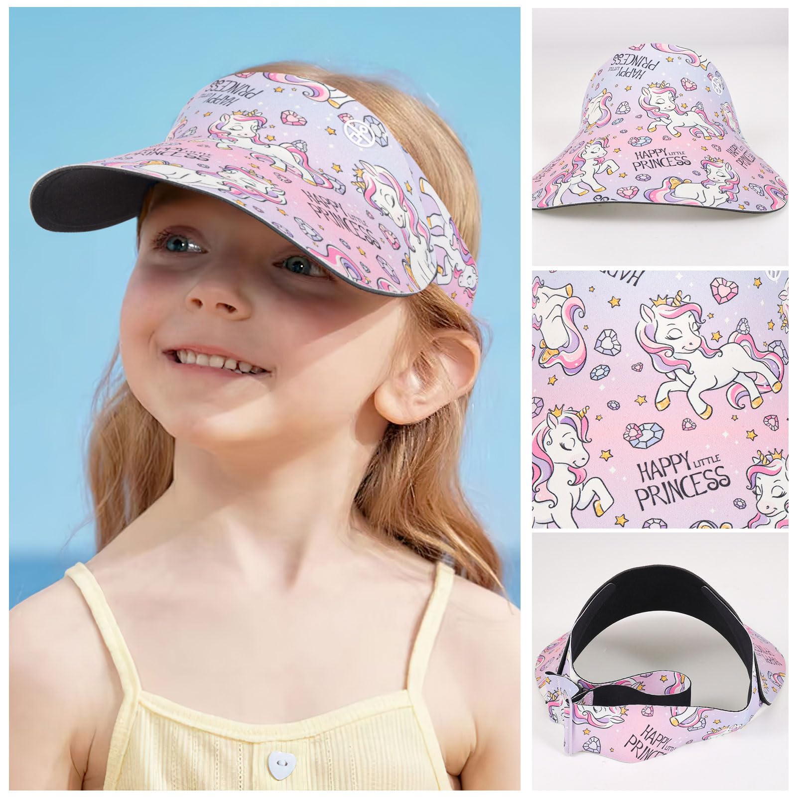 QKURT Sombrero con Visera para niños, de 2 a 12 años, para niñas y niños, para Golf, Deportes, Anti-UV, para Verano, de ala Ancha, para Exteriores, Tenis, Ciclismo, Playa, Viajes.