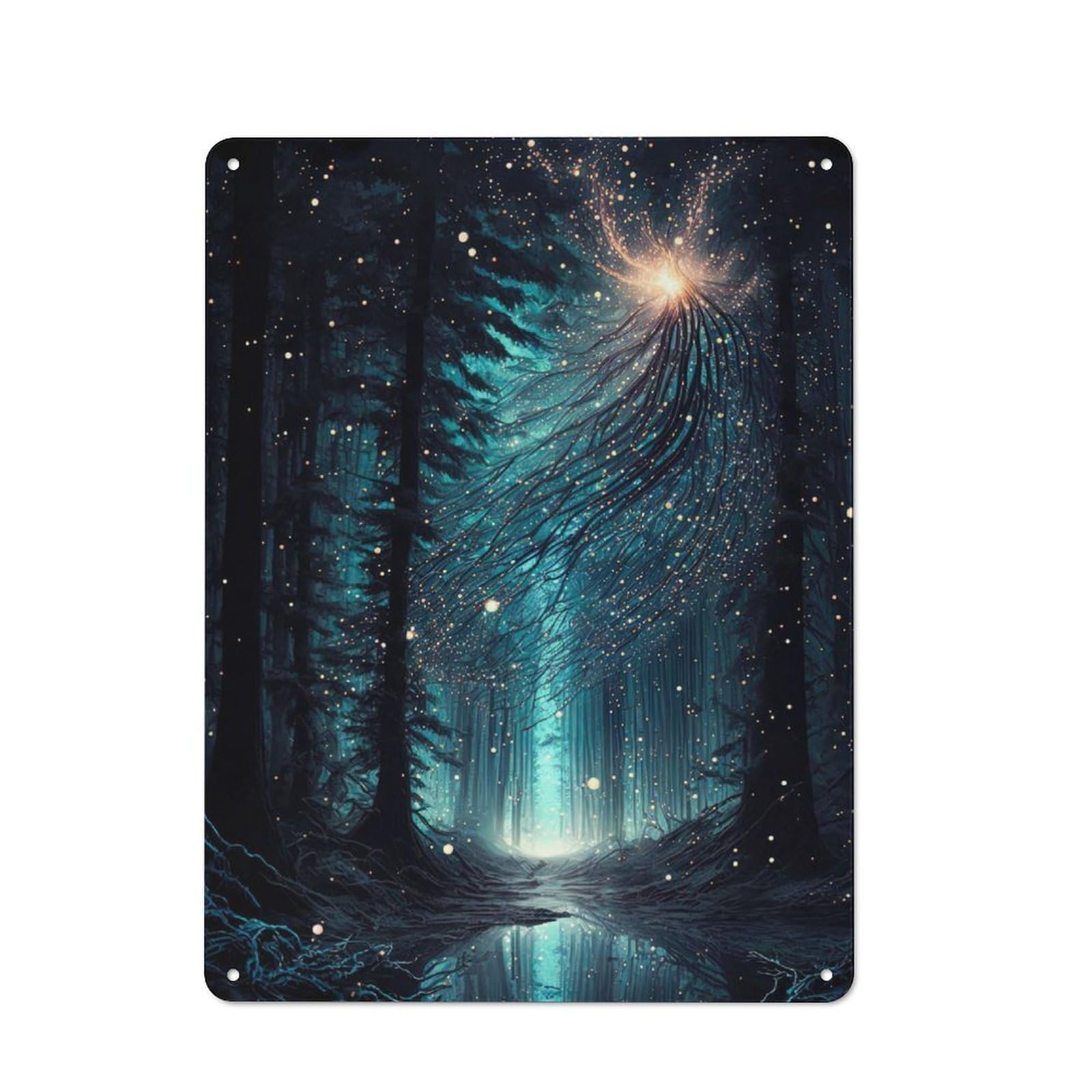 Junmoney Fantasy Magic Forest For Lounge Or Reading Corner, Rustic Tin Sign 40X30cm, For Home Interiors, Feature Walls And Decorative Displays