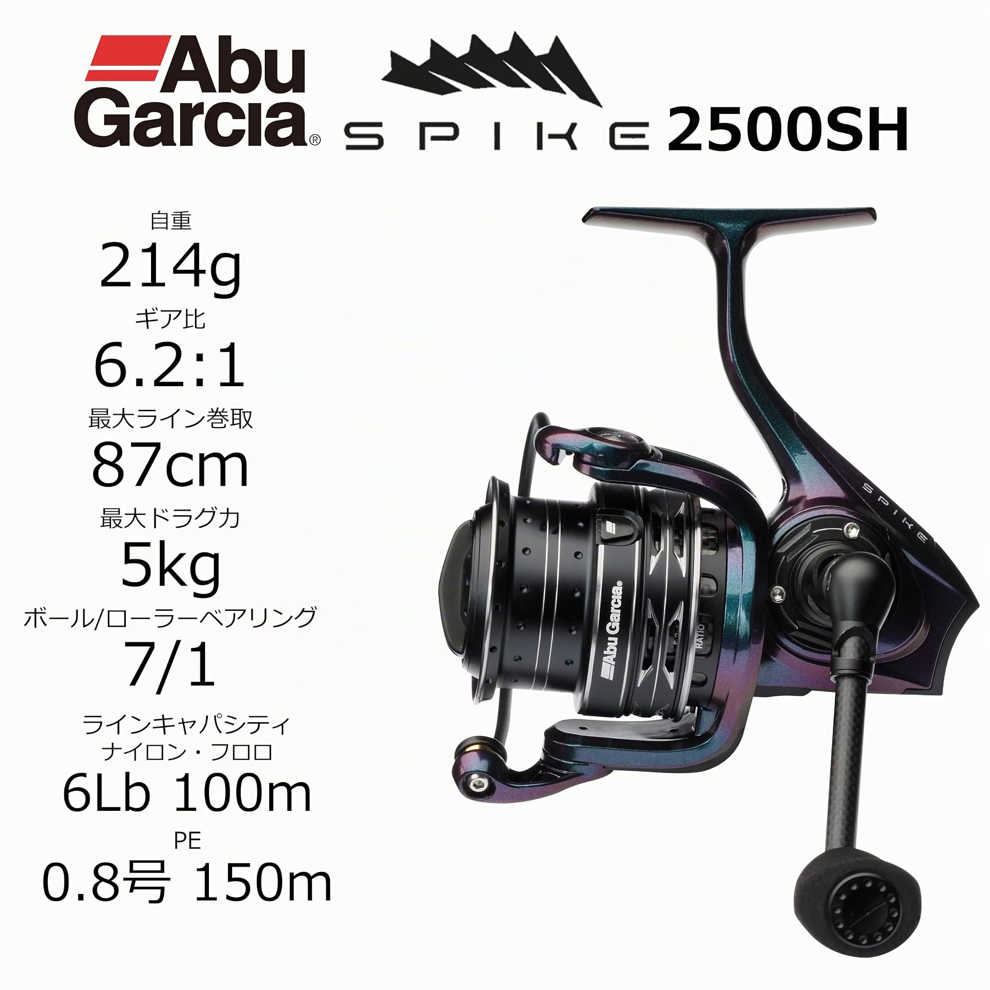 Abu Garcia SPIKE - Carrete giratorio, ligero y fuerte, diseñado para pesca de perca y lucioperca, amplia gama de modelos con diferentes relaciones de engranaje, carretes poco profundos para línea fina